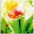 artland print op glas bloemenliefde (1 stuk) groen