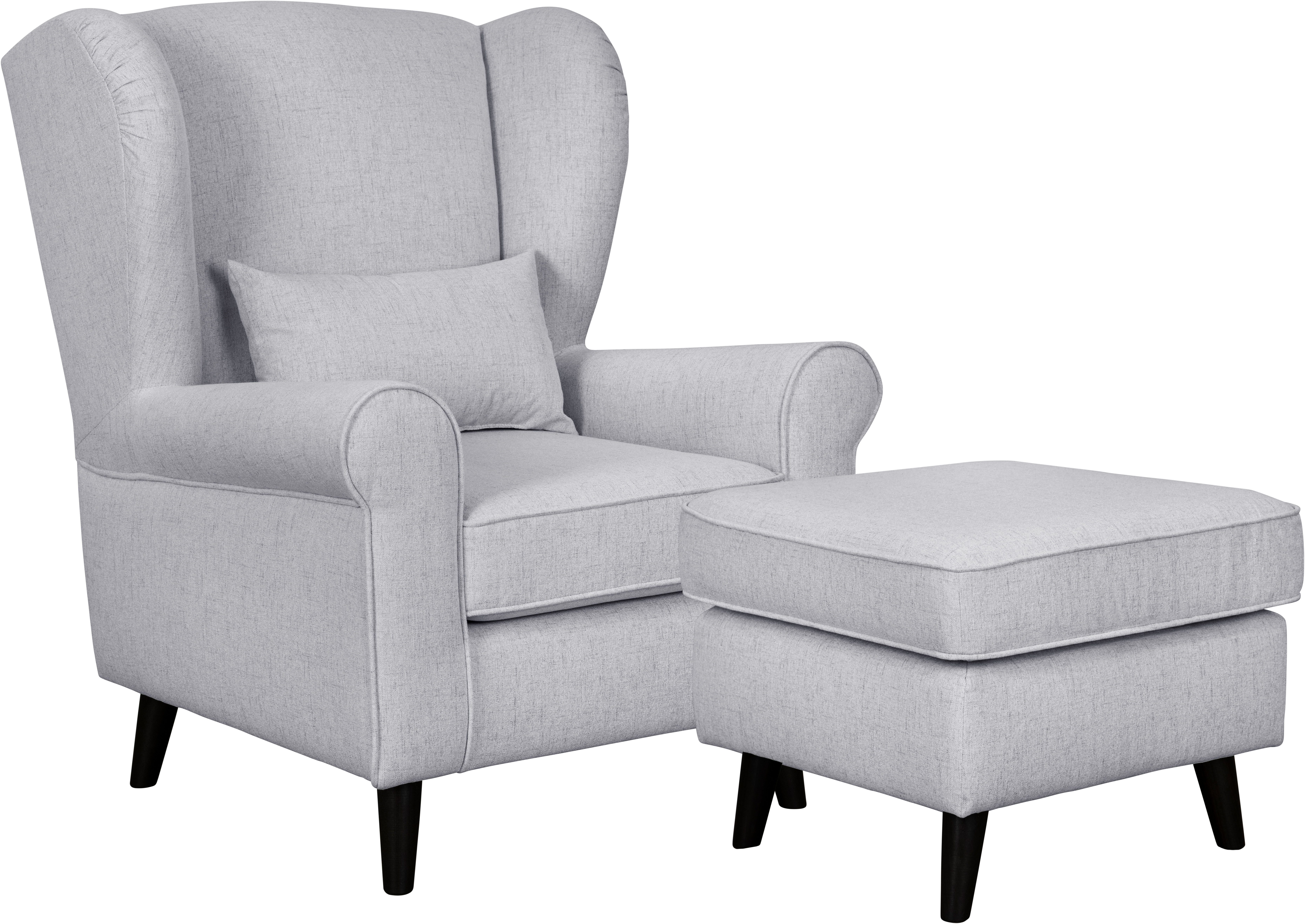 Home affaire Fauteuil Ohrensessel CHISTELLE, optioneel met poef met golfondersteuning, afmetingen: b/d/h: 81/87/99 cm