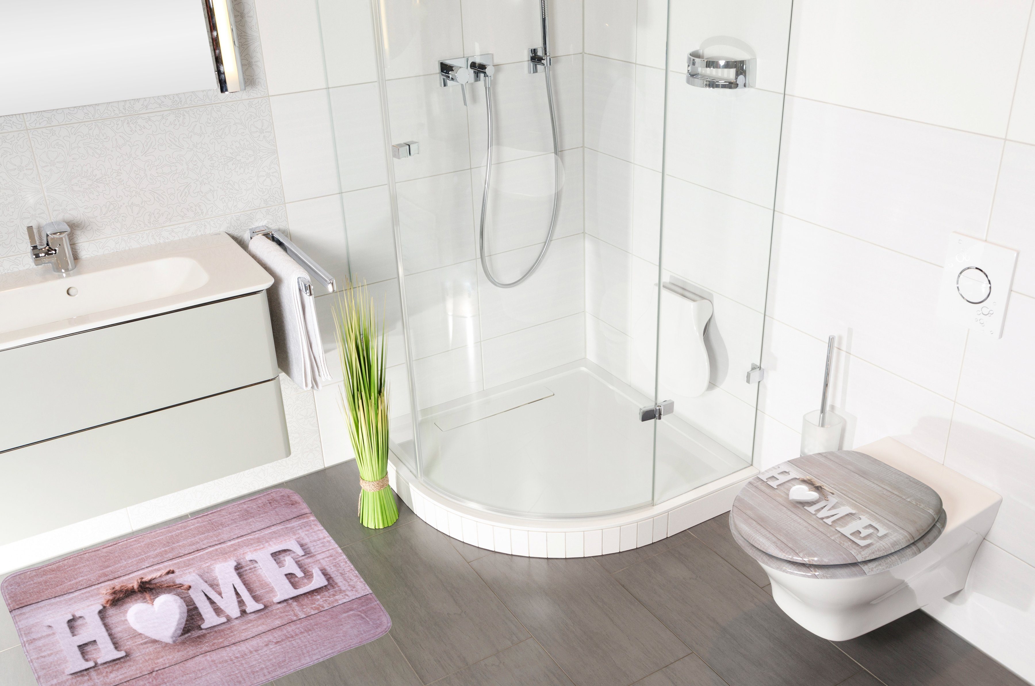 Sanilo Set badkameraccessoires Home bestaand uit toiletzitting, badmat en wastafelplug (complete set, 3-delig)