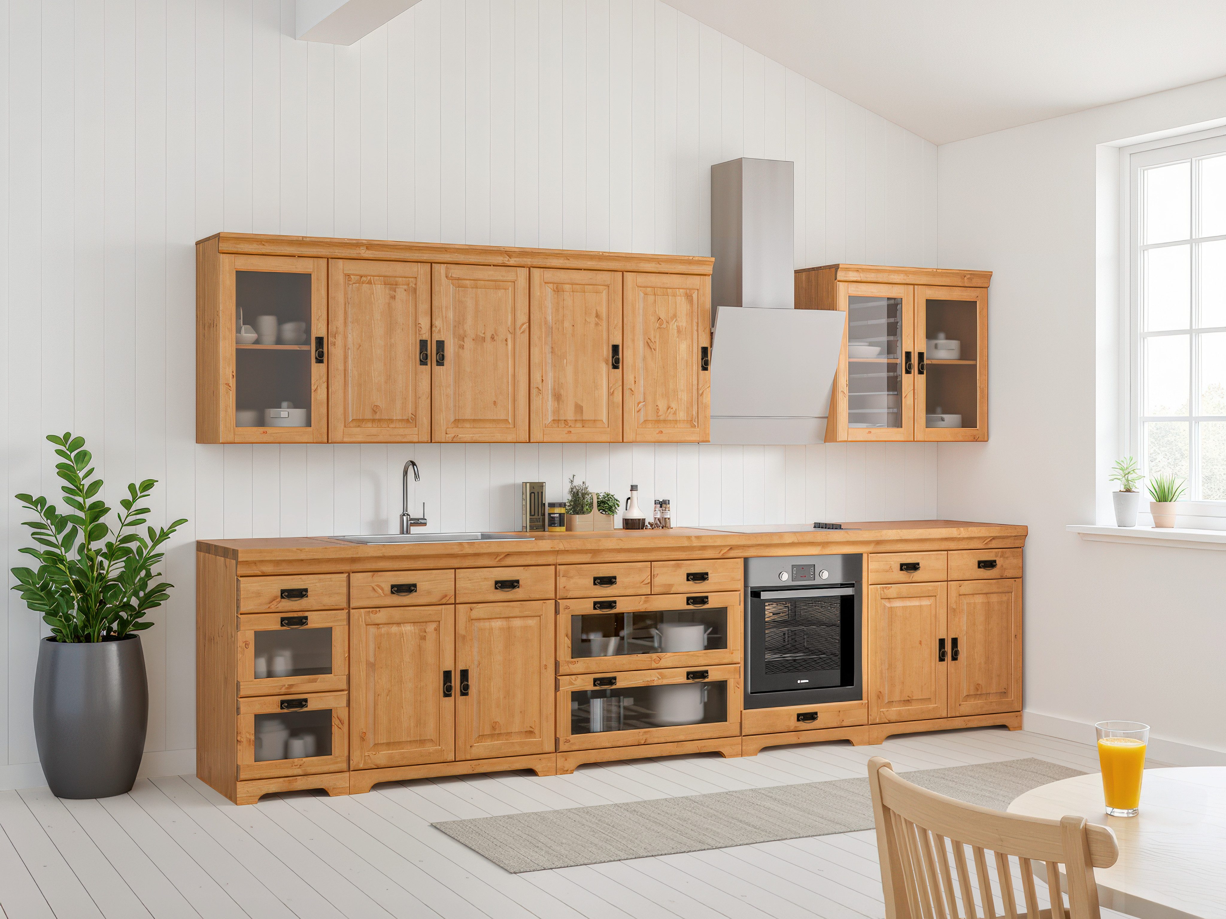 Home affaire Onderkast Rügen Breedte 80 cm, massief grenen, lades met glas-inzet