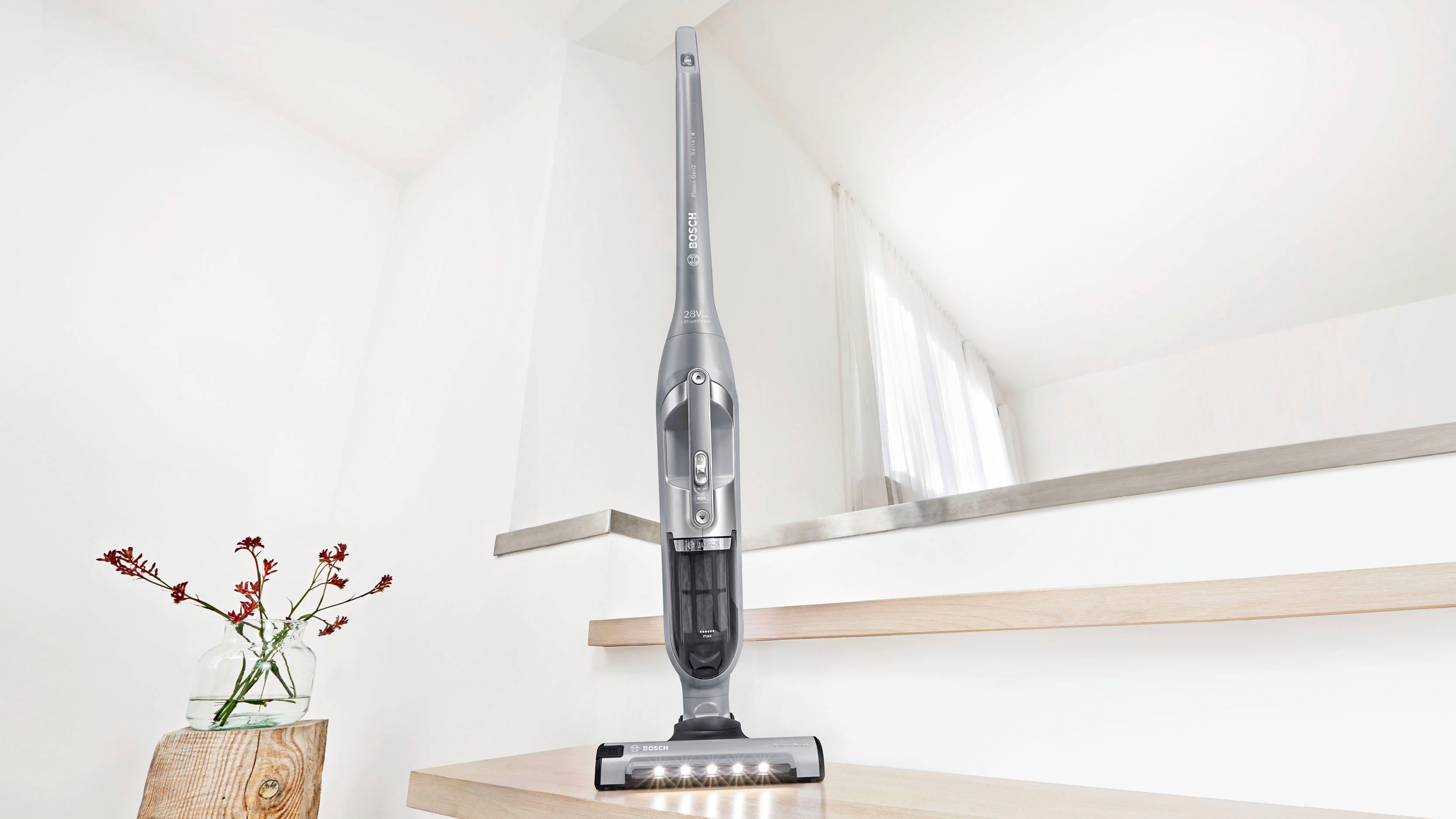 BOSCH Accu-kruimeldief en -stofzuiger Flexxo Gen 2 serie 4 BBH3K2801 28 v, elektrisch mondstuk met led, geïntegreerde accessoires, zilver