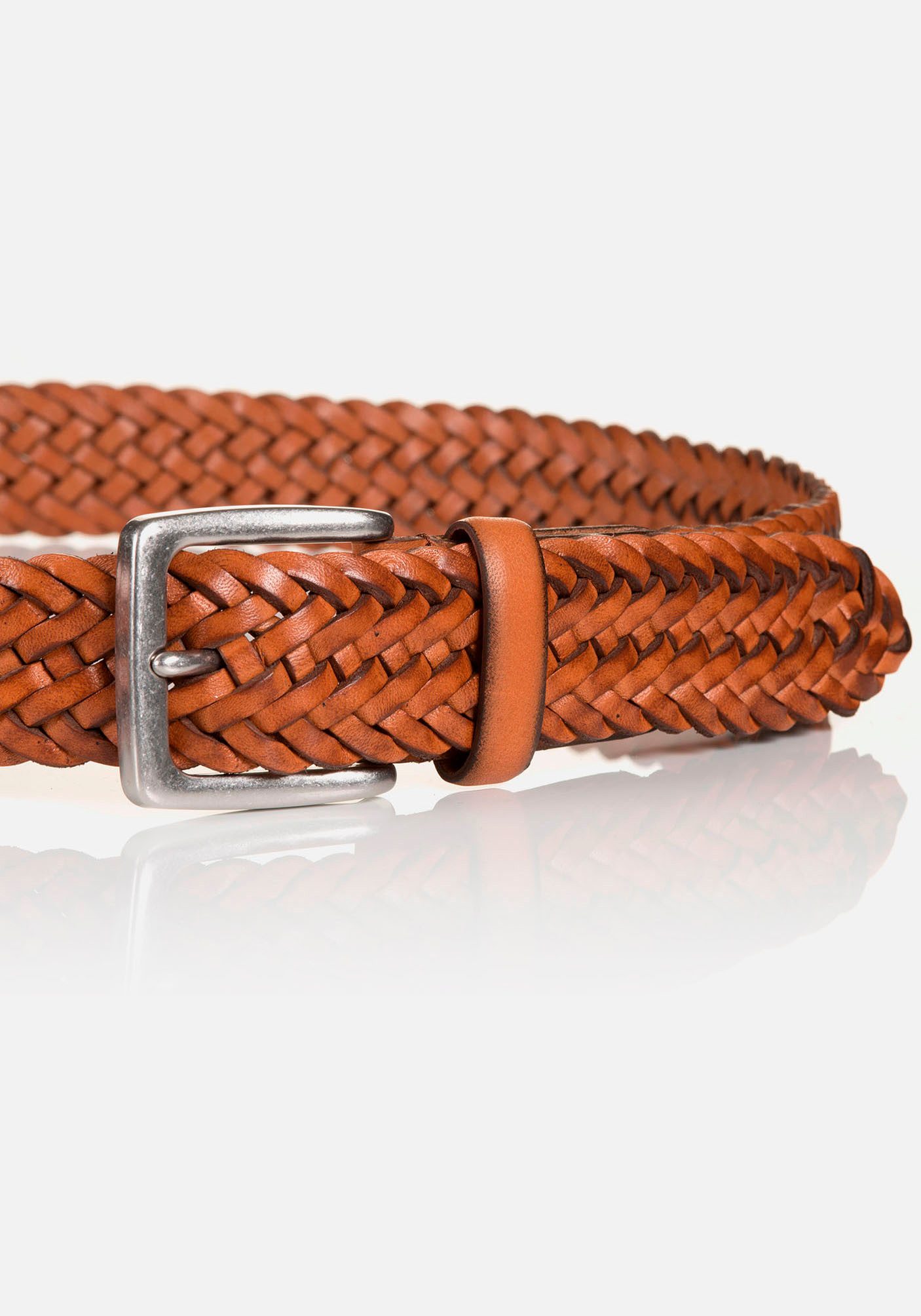 MONTI Leren riem 3,5 cm breed, business-casual, glad leer gevlochten