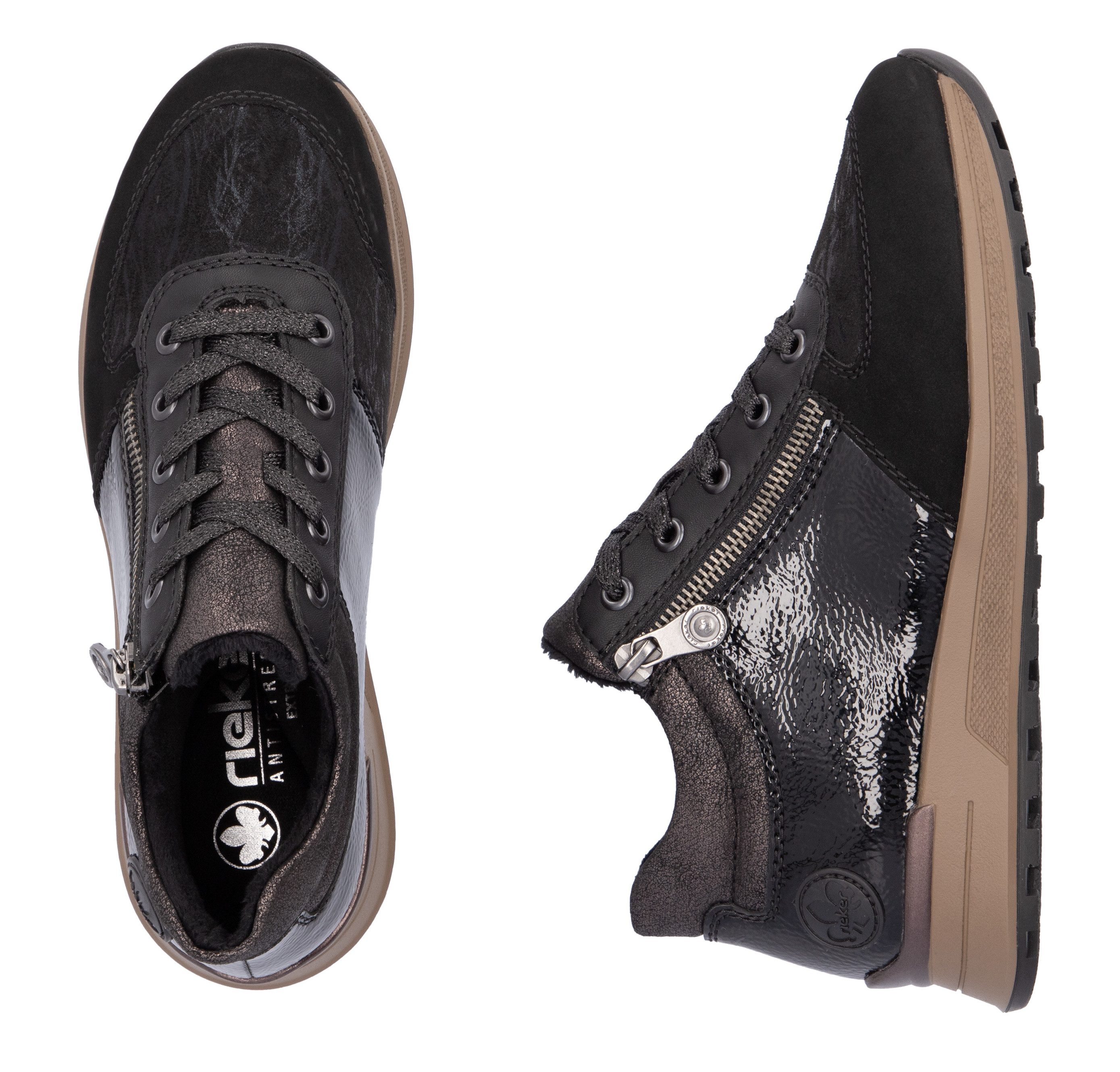 Rieker Sneakers , vrijetijdsschoen, lage schoen, veterschoen met zijrits
