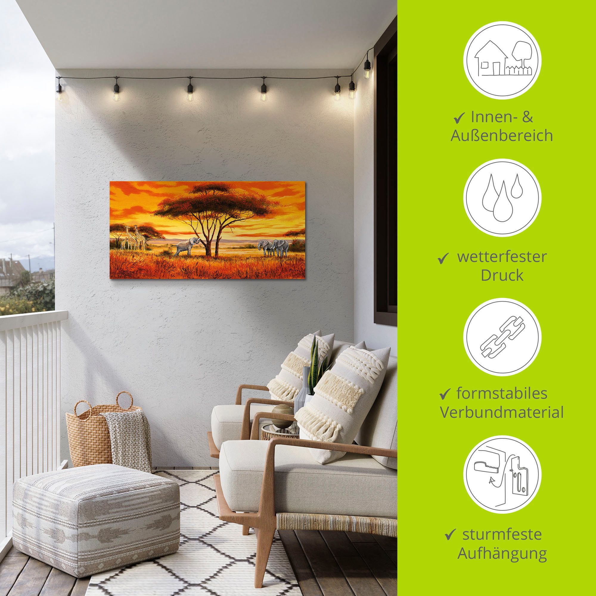 Artland Artprint Afrikaans landschap II als artprint van aluminium, artprint op linnen, muursticker, verschillende maten