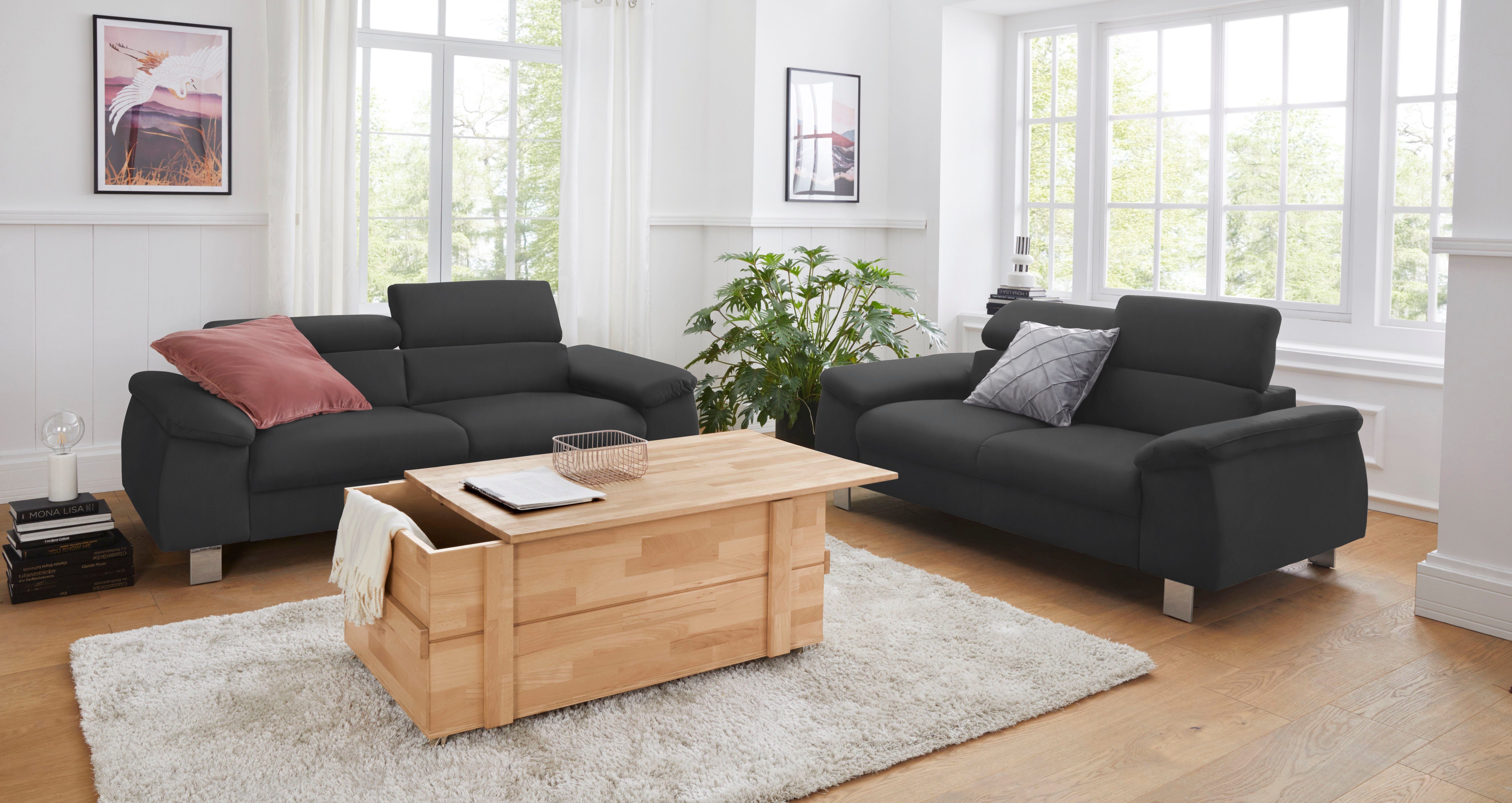 COTTA Zithoek Komaris Set bestaande uit: 3-zitsbank met hoofdverstelling & hocker (set)