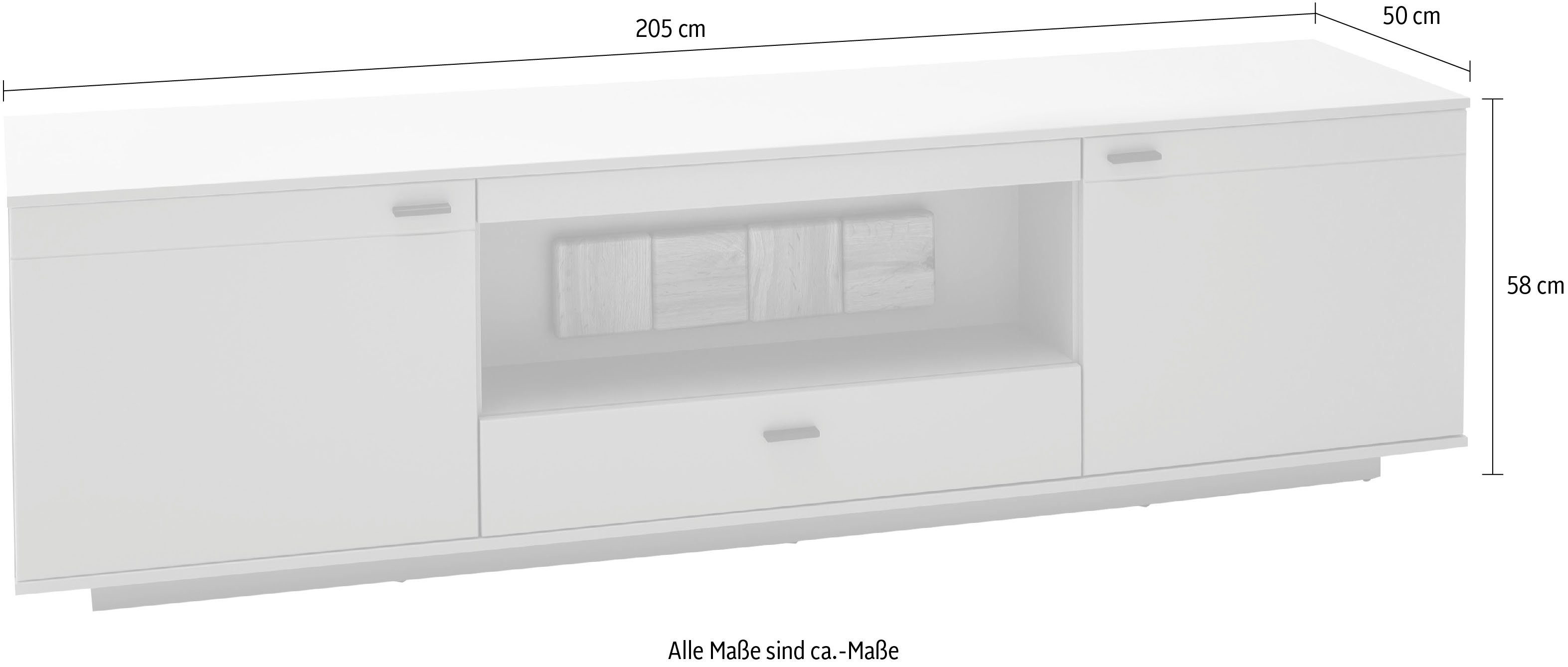 MCA furniture Tv-meubel Zadar Tv-kast voor tv tot 80 inch, Noordpool-grijs, naar keuze met verlichting