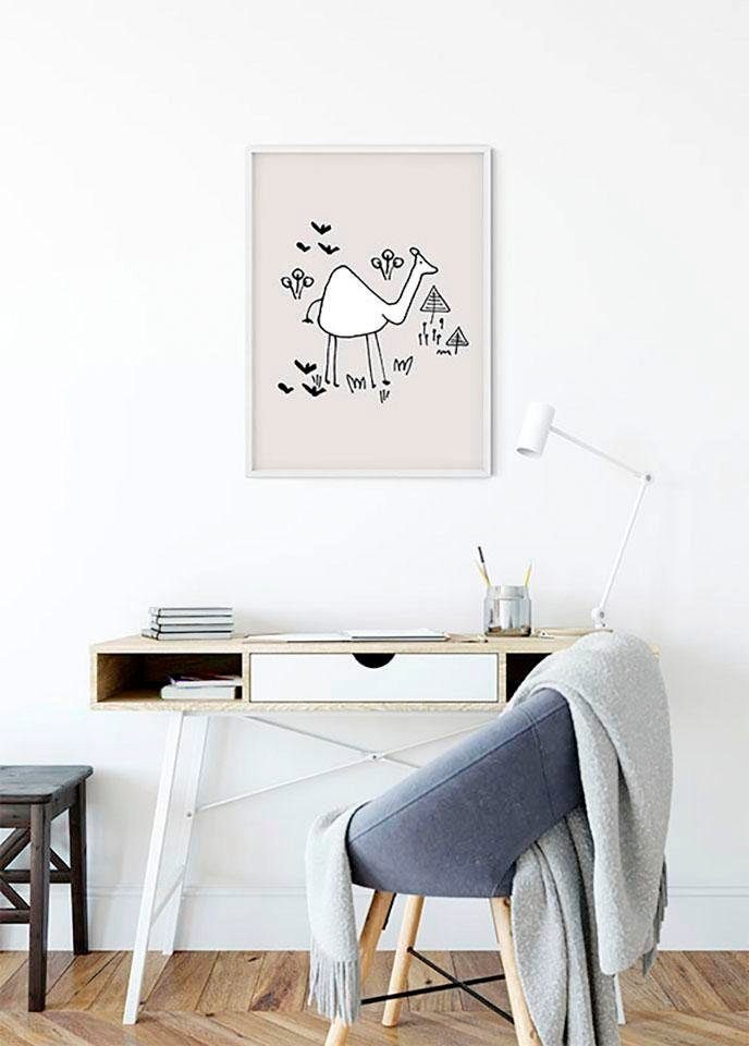 Komar Wanddecoratie Scribble Kameel Wanddecoratie - zonder lijst (1 stuk)