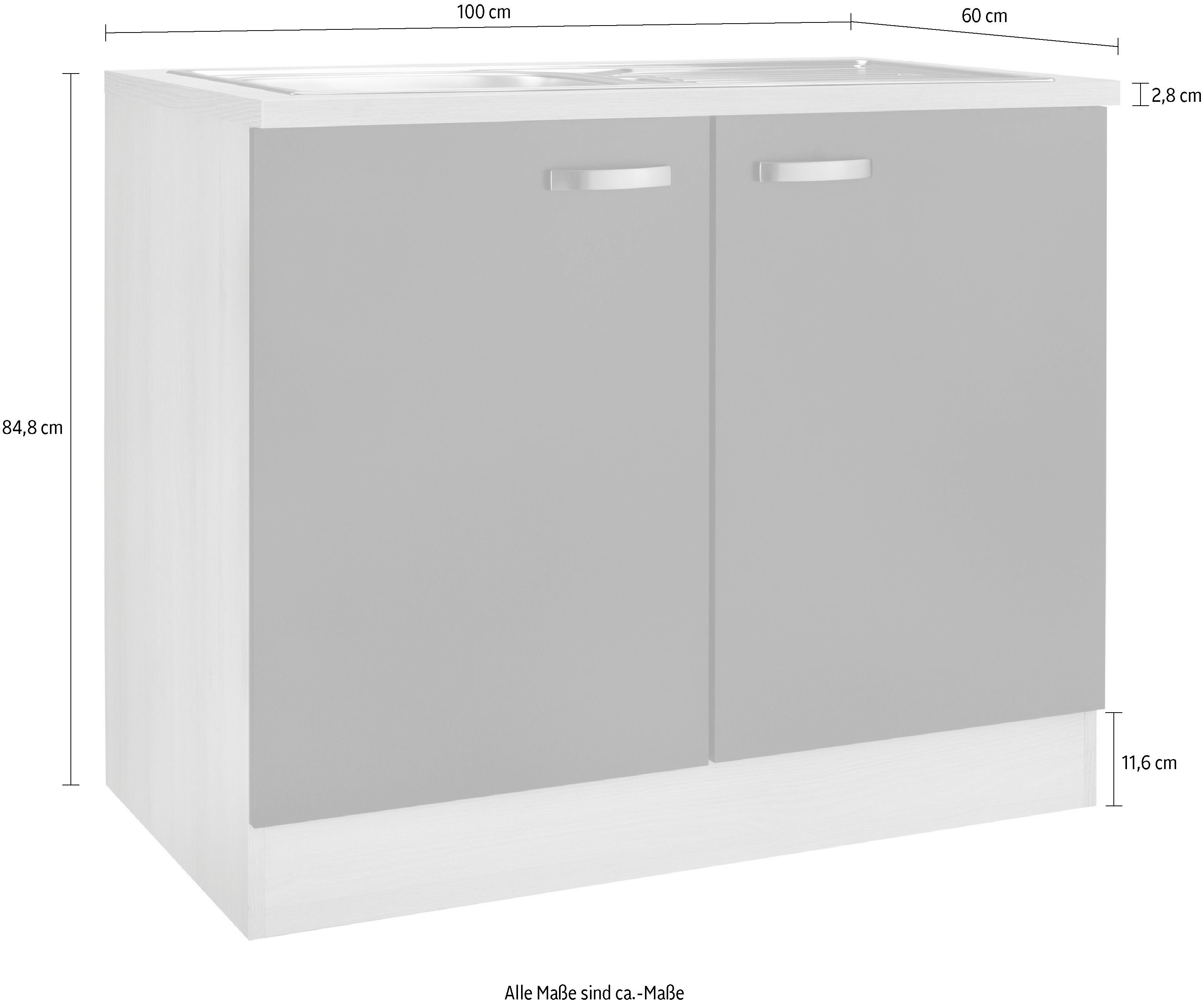 OPTIFIT Gootsteenkast Faro , met metalen handgrepen, breedte 100 cm