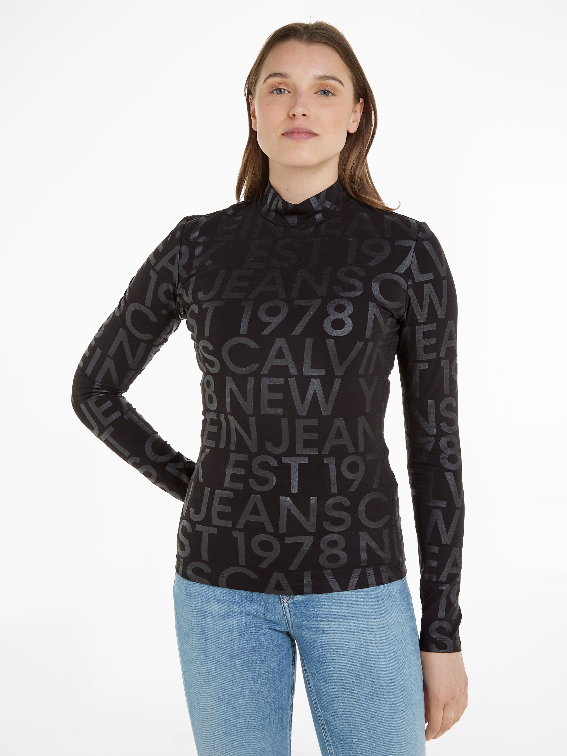 Calvin Klein Shirt met lange mouwen LOGO AOP LONG SLEEVE TOP