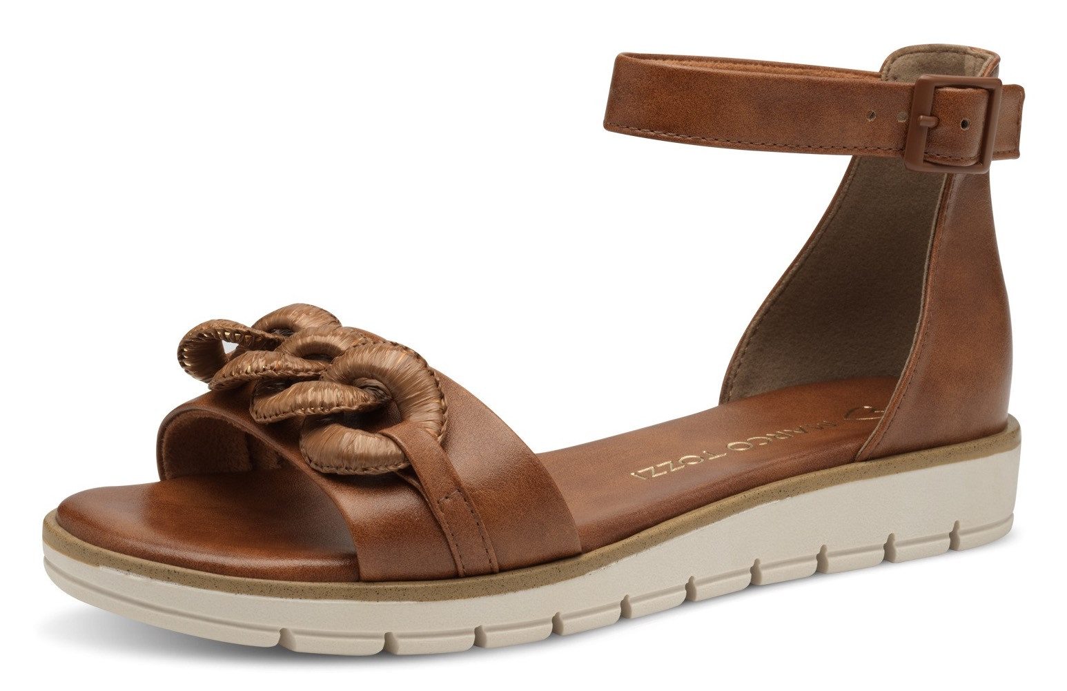 Marco Tozzi Sandalen , sleehak, zomerschoen, sandaal, met sierketting in ton-sur-ton
