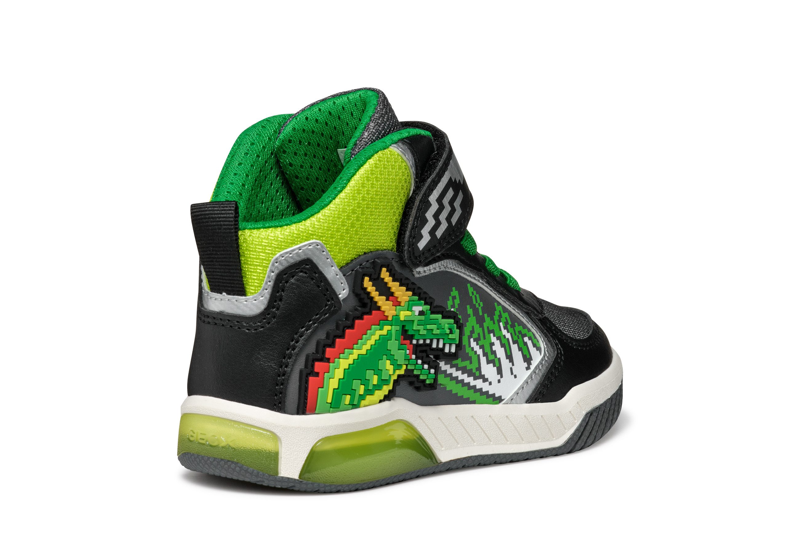 Geox Sneakers J INEK BOY_Knipogschoen Veterboots met coole blinkfunctie, maatsjabloon om te downloaden