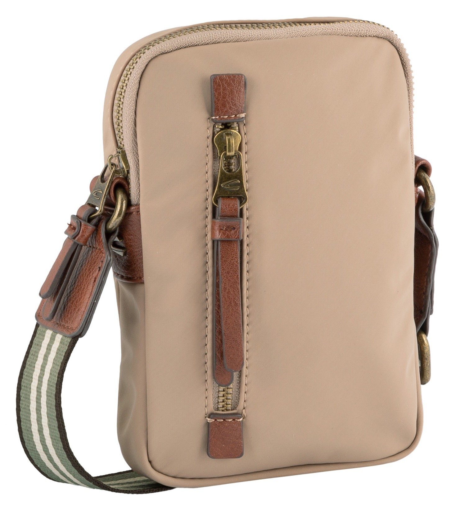 camel active Gsm-tasje Bari van hoogwaardig mat nylon met gestreept geweven band