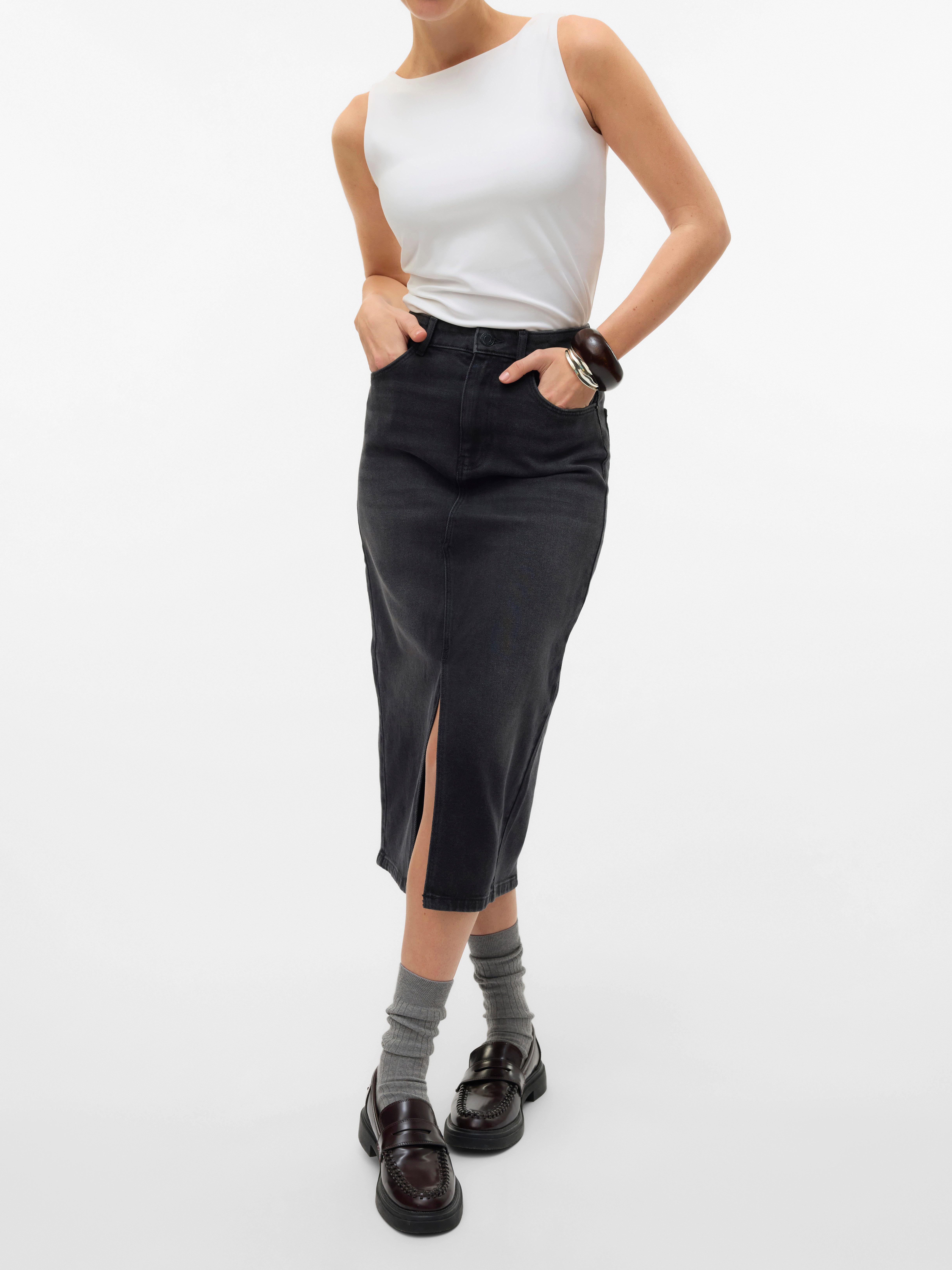 Vero Moda Jeans rok VMNATALIE HR MIDI DNM SKIRT MIX NOOS