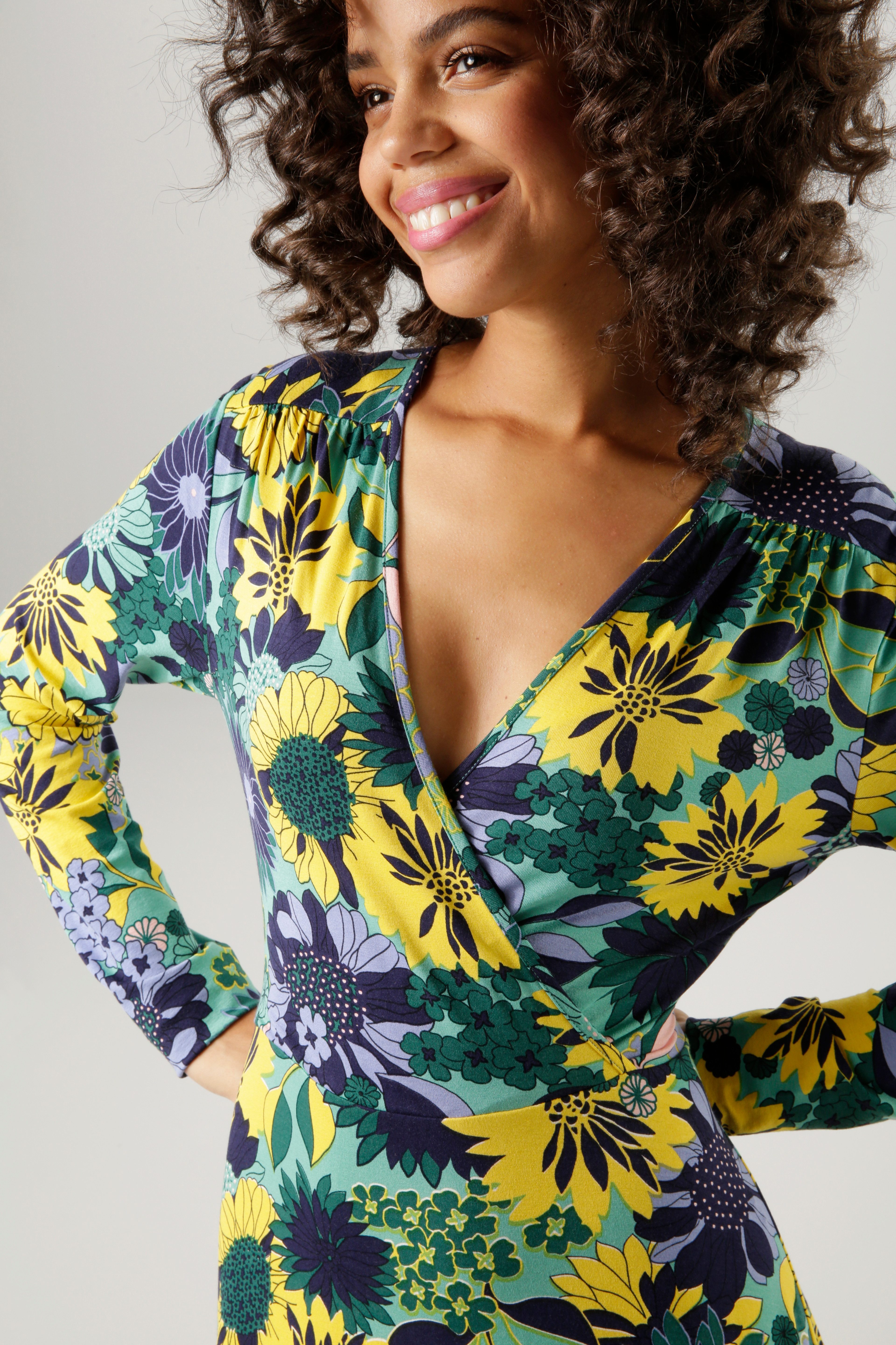 Aniston CASUAL Jerseyjurk met v-hals in wikkel-look