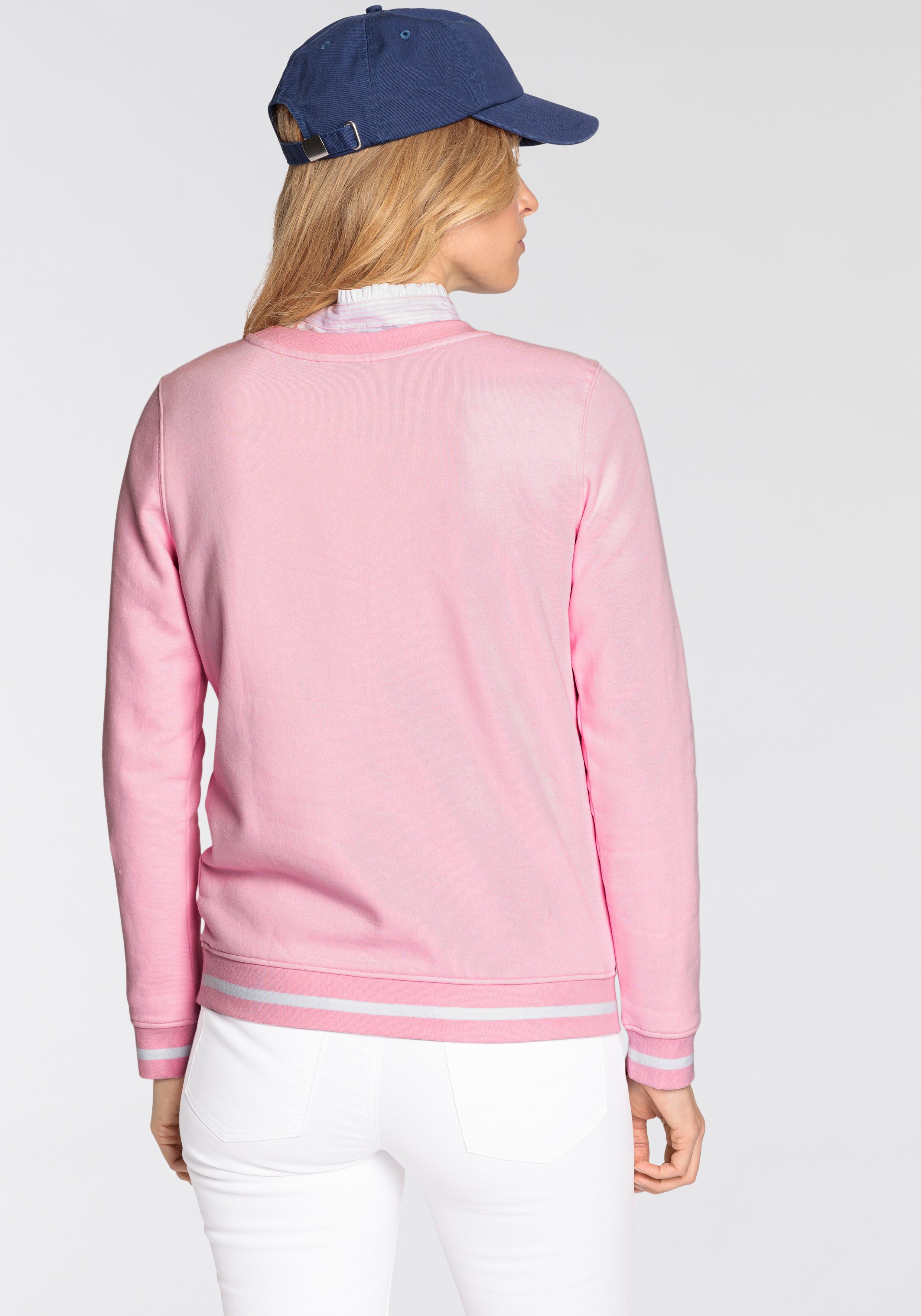 DELMAO Sweatshirt met sportieve contrasterende strepen op de boorden