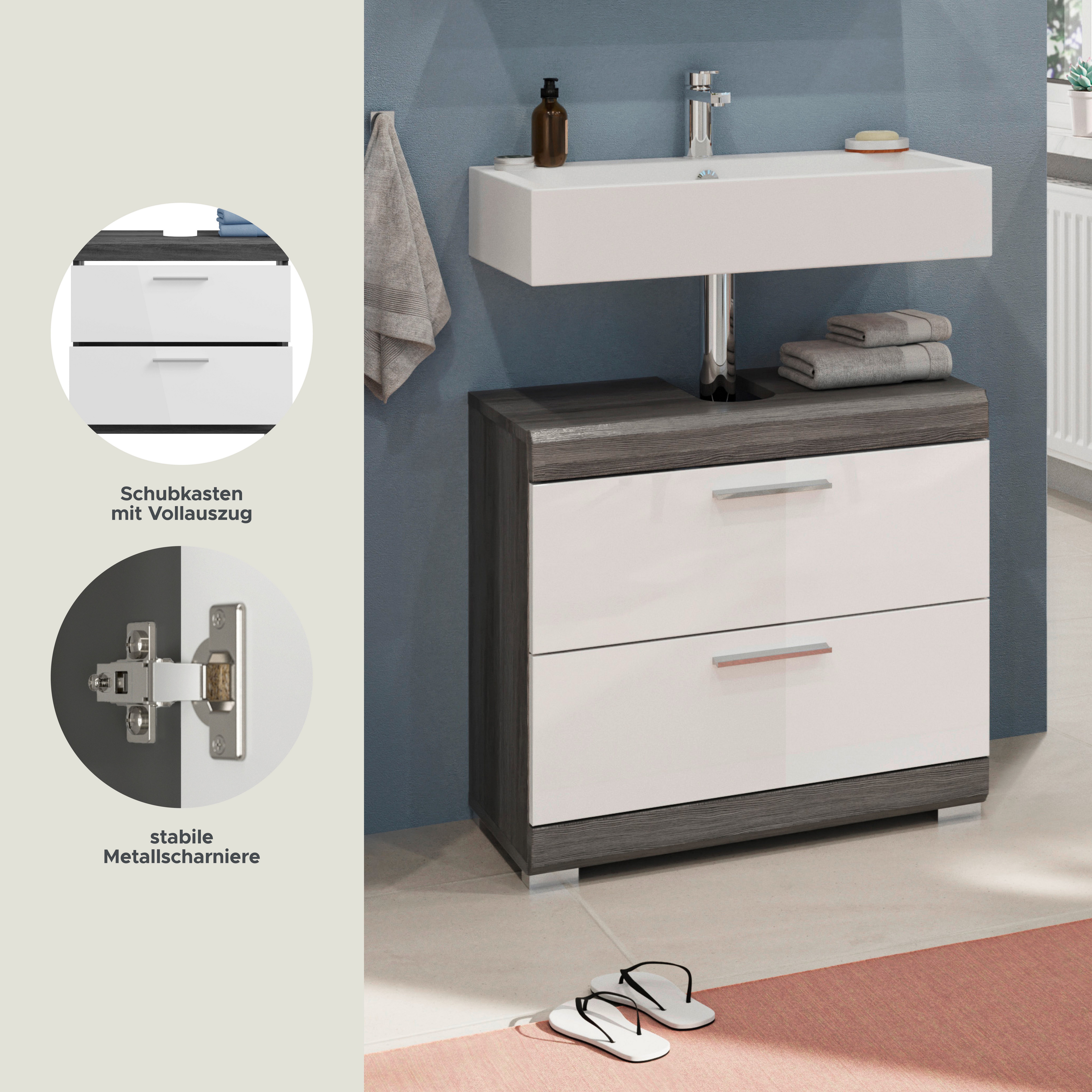 INOSIGN Wastafelonderkast Siena, breedte 60 cm, 2 deuren, 2 vakken, met sifonaansluiting, MDF-front in verschillende kleuren verkrijgbaar, badkamermeubels, badkamerkast, commode, badkamer (1 stuk)
