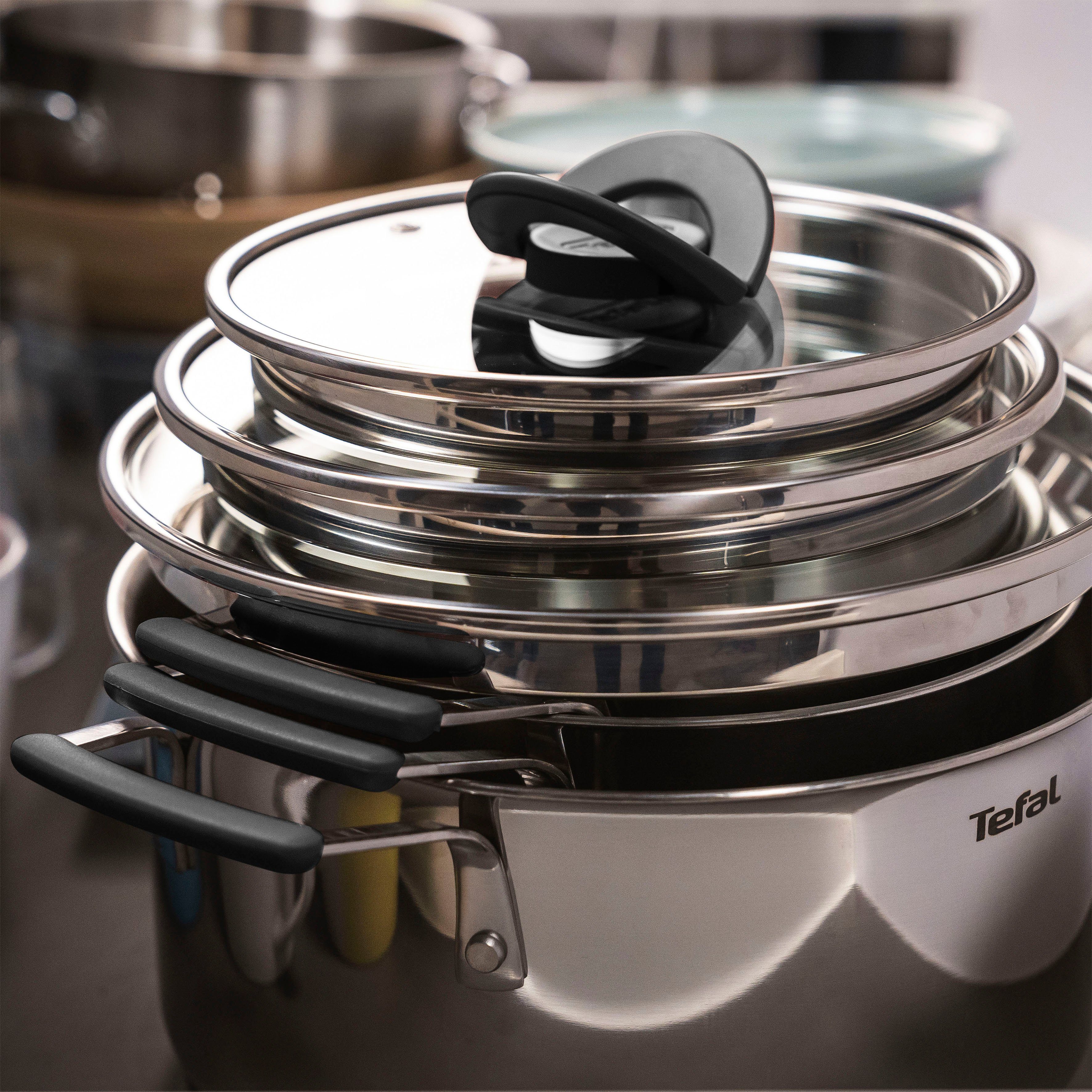 Tefal Pannenset G7376S Opti'Space Thermo-Fusion-bodem, voor alle kookplaten inclusief inductie (set, 6-delig)