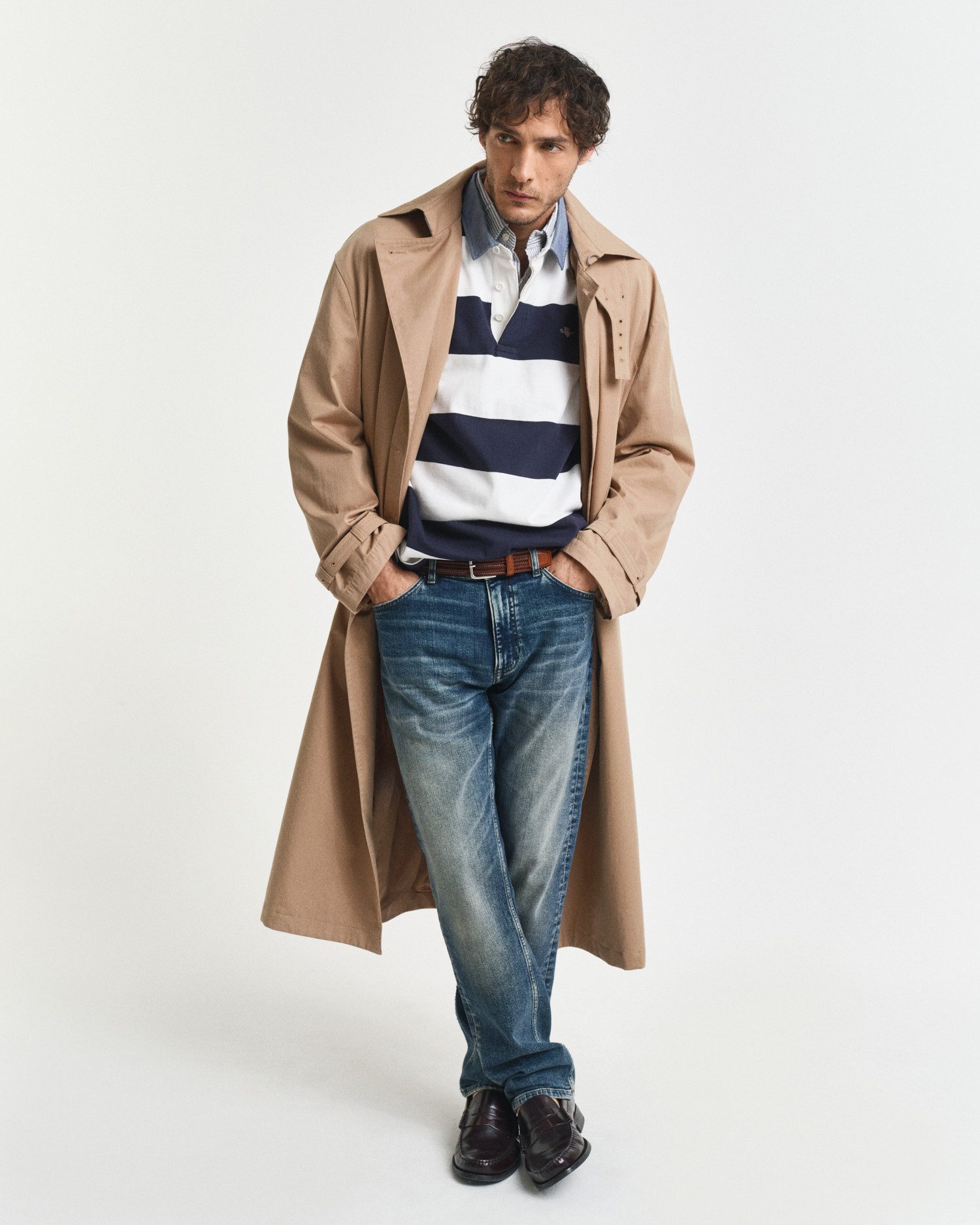 Gant Poloshirt met lange mouwen REG CHAMBRAY STRIPE HEAVY RUGGER