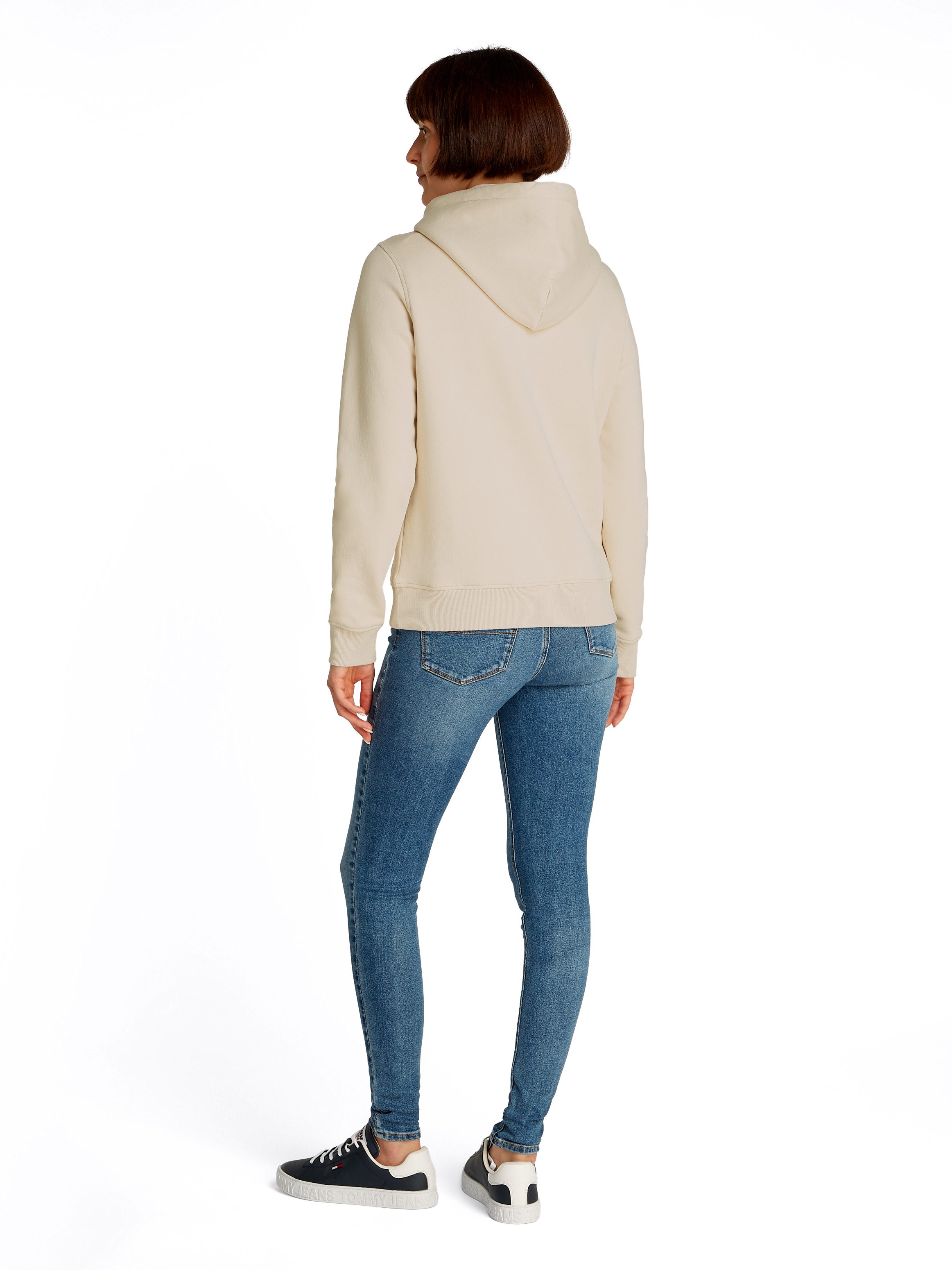 Tommy Jeans Curve Hoodie TJW REG TONAL LINEAR HOODIE EXT in grote maten, capuchon, logo-borduursel