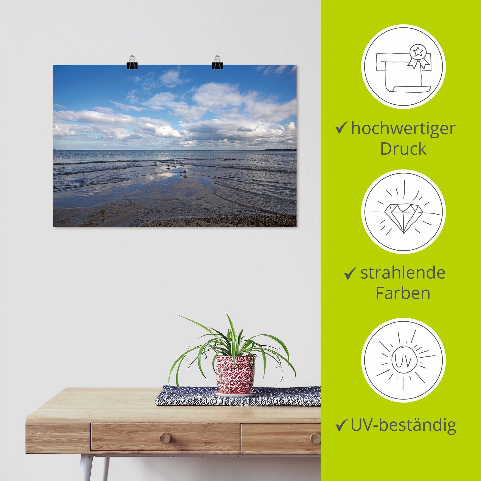 Artland Poster Herfstdag aan de Oostzee als artprint van aluminium, artprint op linnen, muursticker of poster in verschillende maten