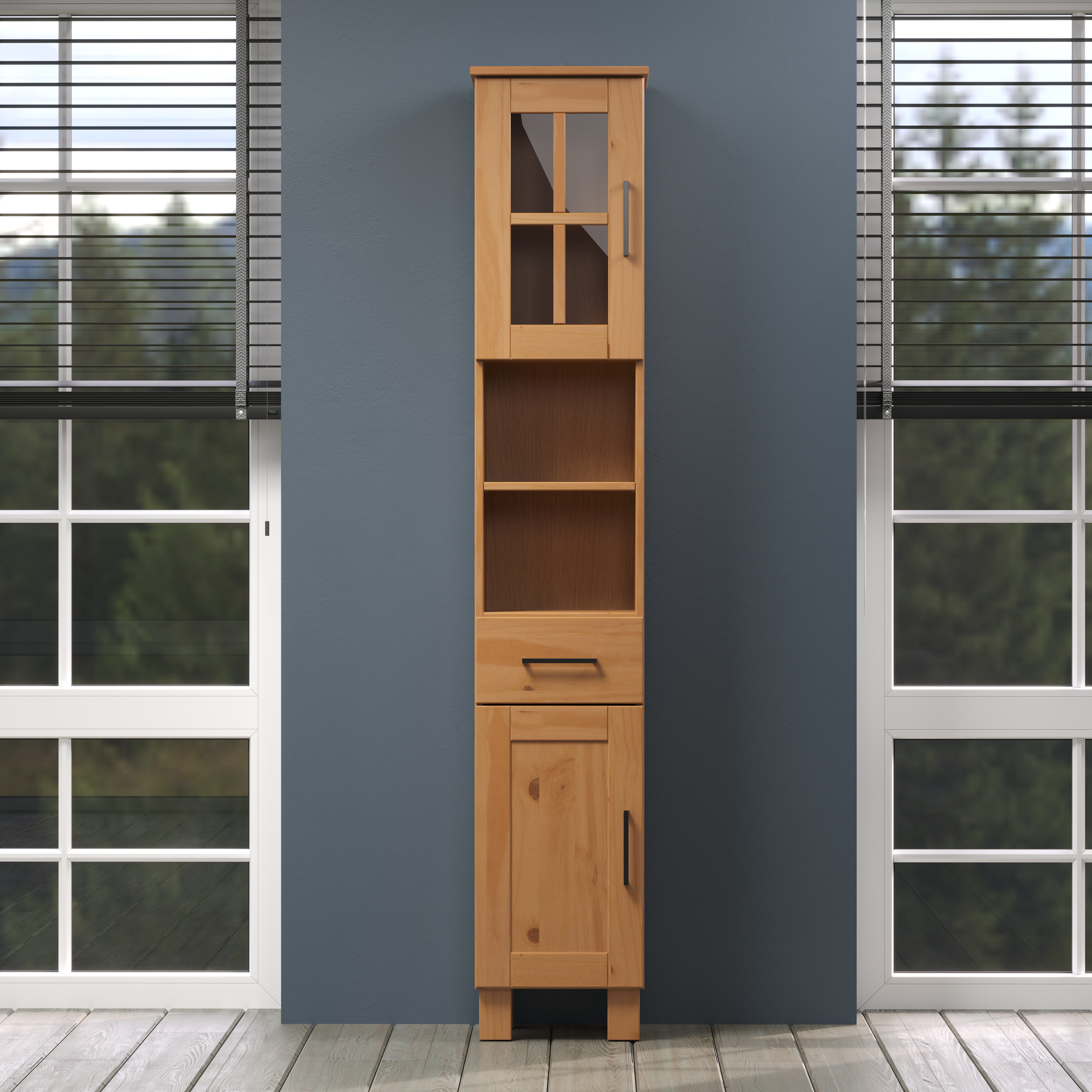 welltime Hoge kast Ulea Badkast van massief hout met lade - afmetingen (B/D/H) 33/30/180 cm (1 stuk)
