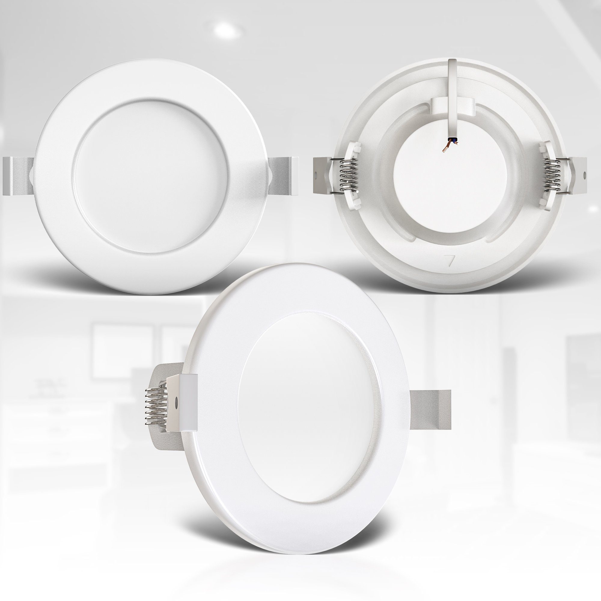 B.K.Licht Ledinbouwlamp 3-delige bad inbouwspot, IP44 beschermd, platte inbouwspots