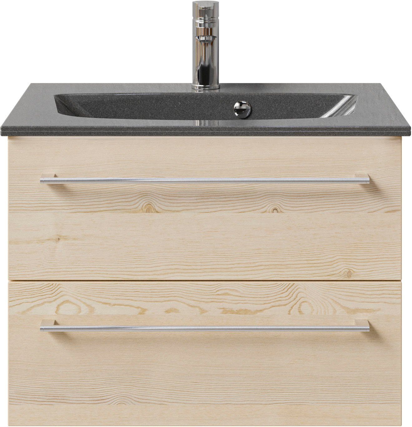 Saphir Wastafelonderkast Serie 6025 mineraalmarmeren wastafel met onderkast, 67 cm breed (2-delig)