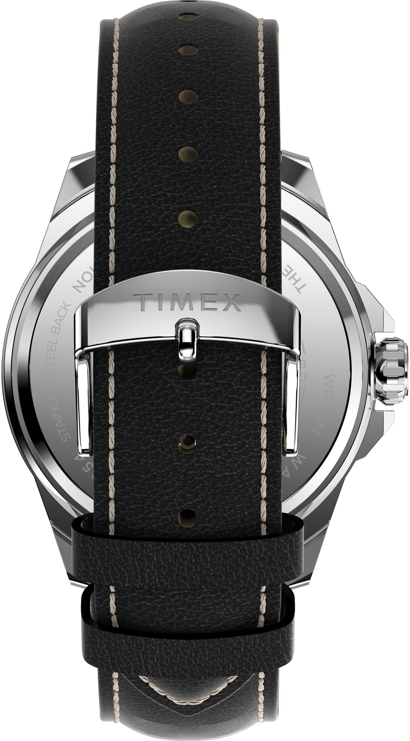 Timex Kwartshorloge Essex Armbandhorloge, herenhorloge, leren armband, datum, fluorescerende wijzers