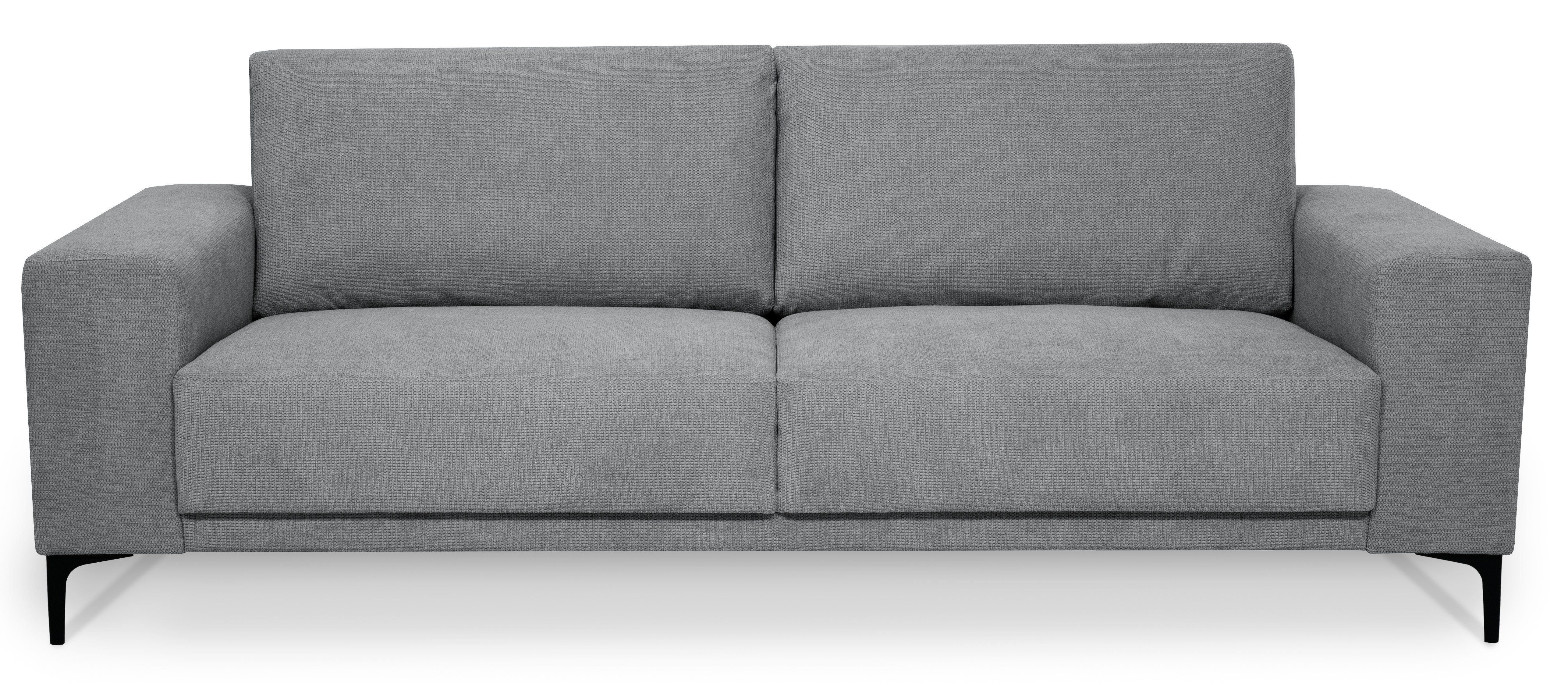 Places of Style 3-zitsbank Xander Breedte 224 cm, soft-touch chenille, zwarte metalen voeten