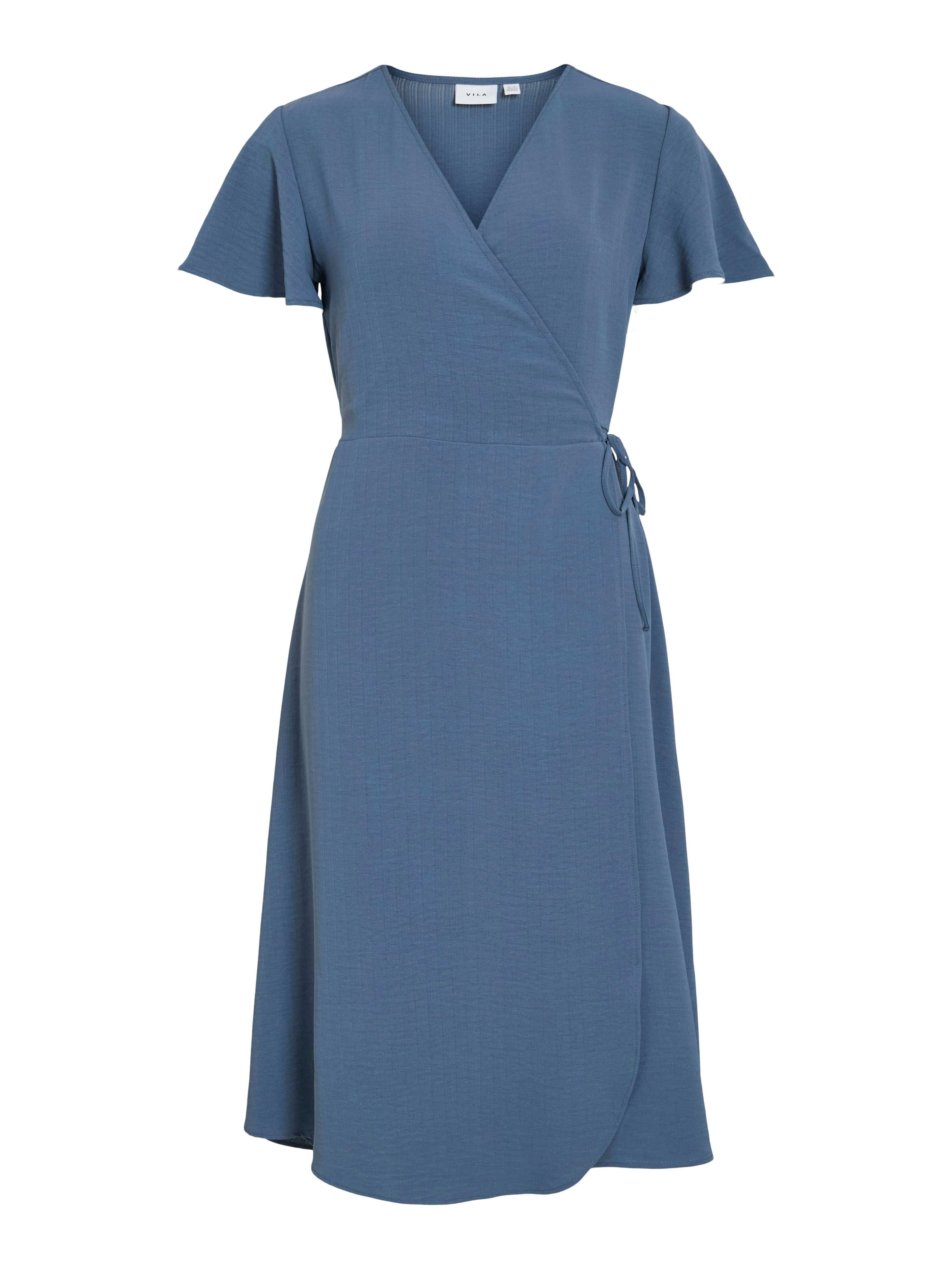 Vila Wikkeljurk VILOVIE S/S WRAP MIDI DRESS - NOOS