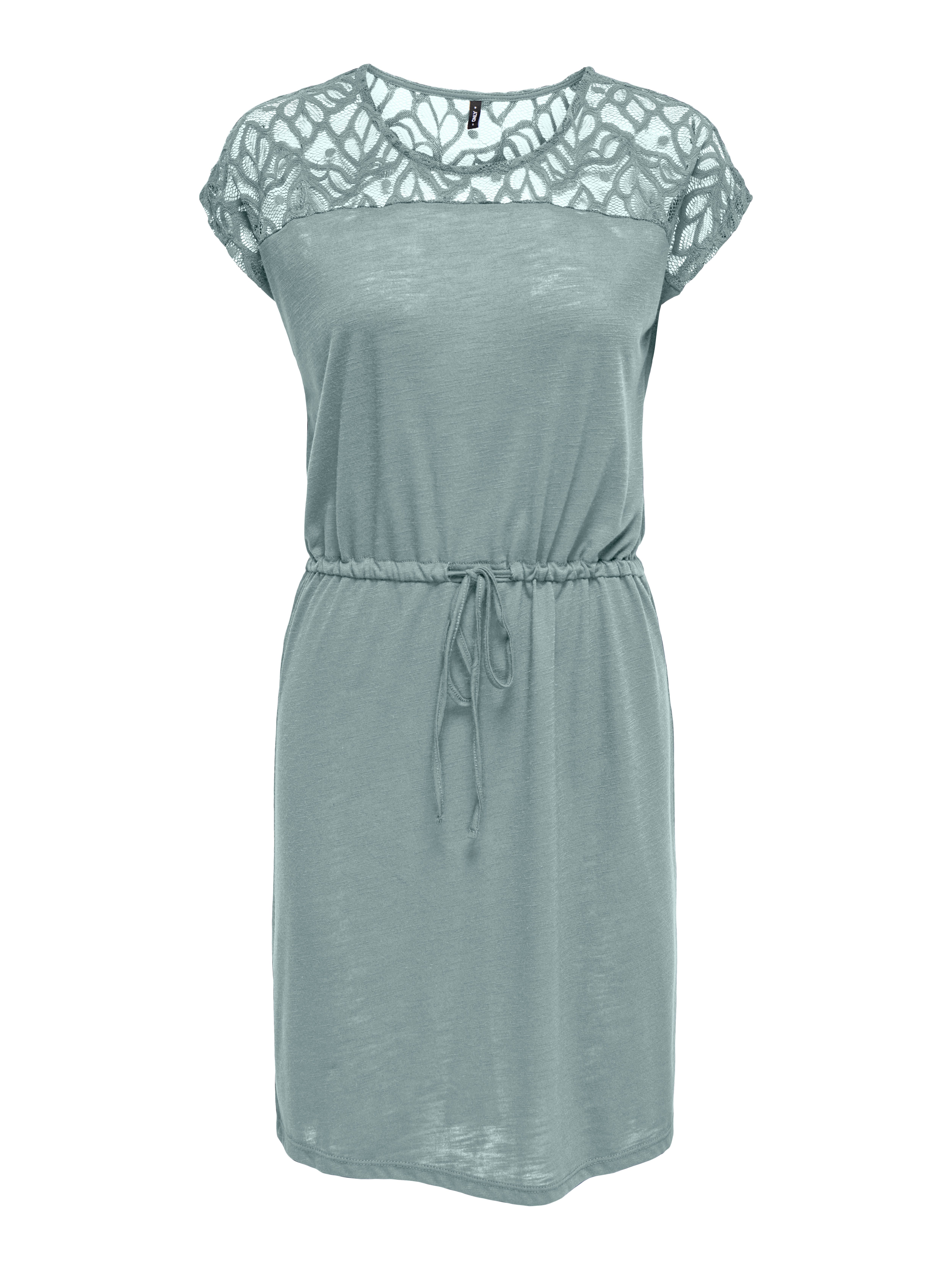 Only Kanten jurk ONLSINDY LIFE S/S O-NECK MIX DRESS JRS