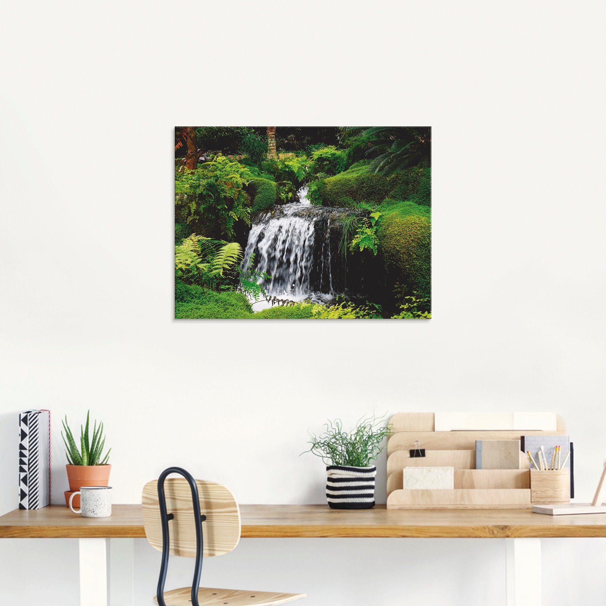 Artland Print op glas Waterval in het groen in verschillende maten