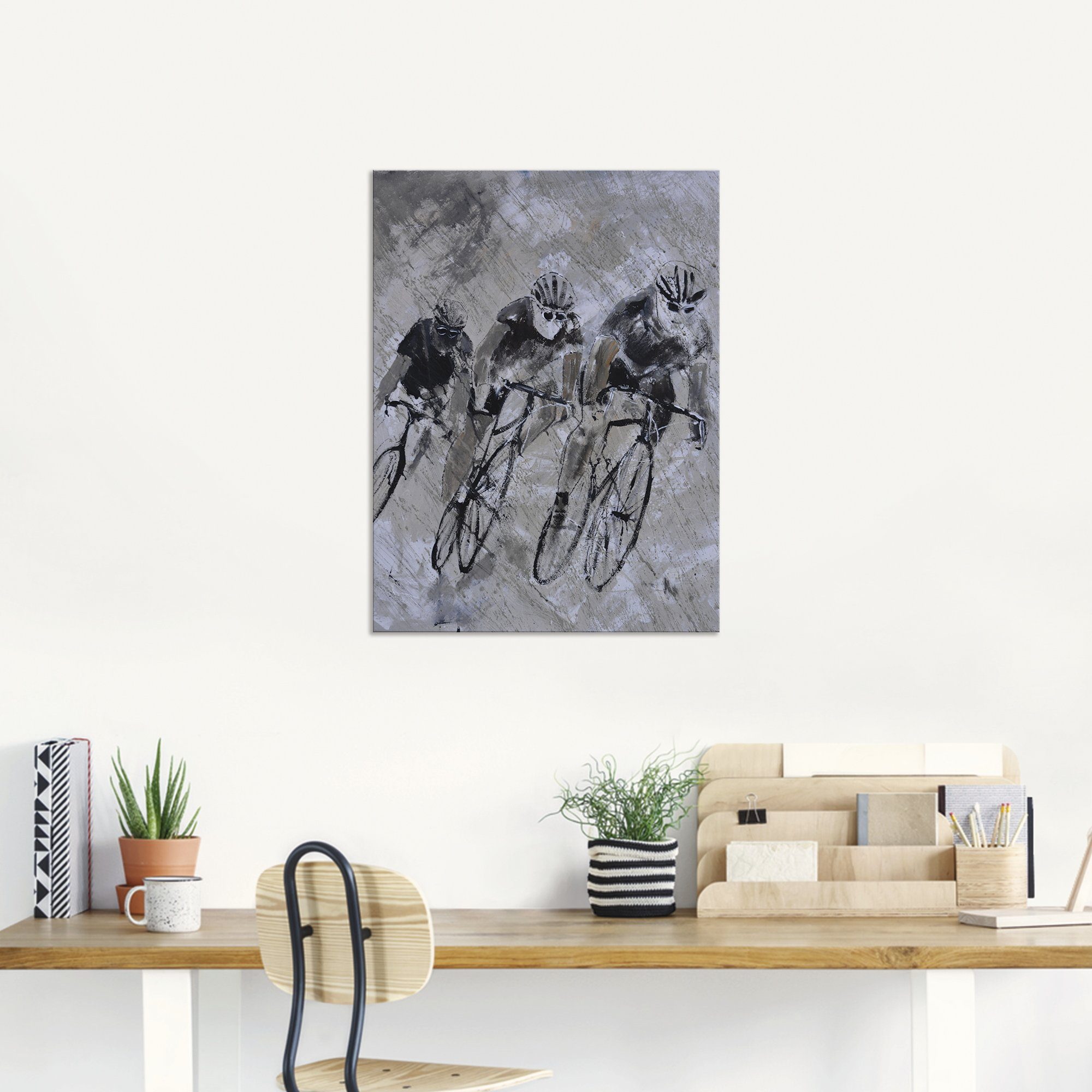 Artland Artprint Fietsen in de regen als artprint van aluminium, artprint voor buiten, artprint op linnen, poster in verschillende maten. maten