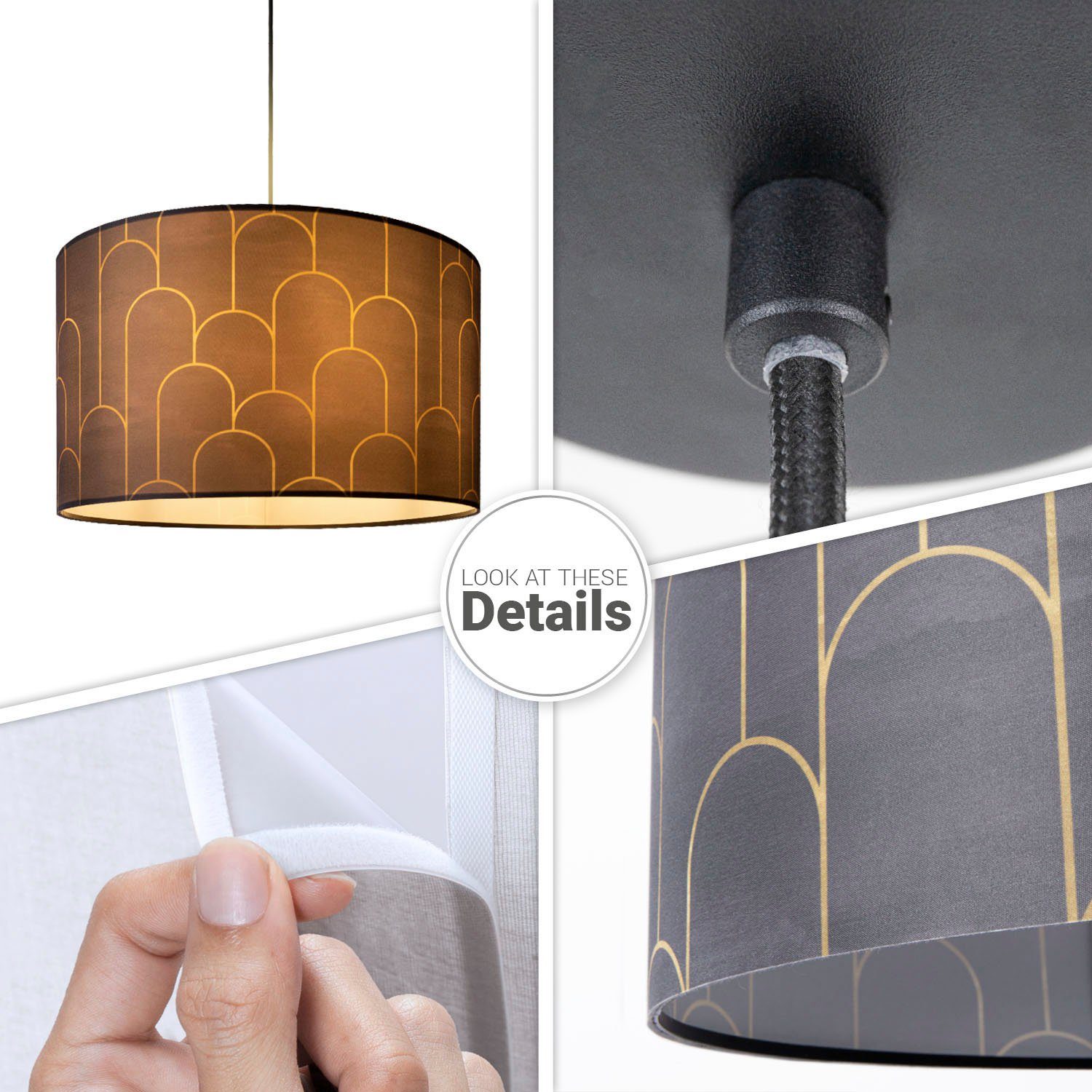 Paco Home Hanglamp Hugo Pillar Hanglamp vintage woonkamerlamp met lampenkap modern