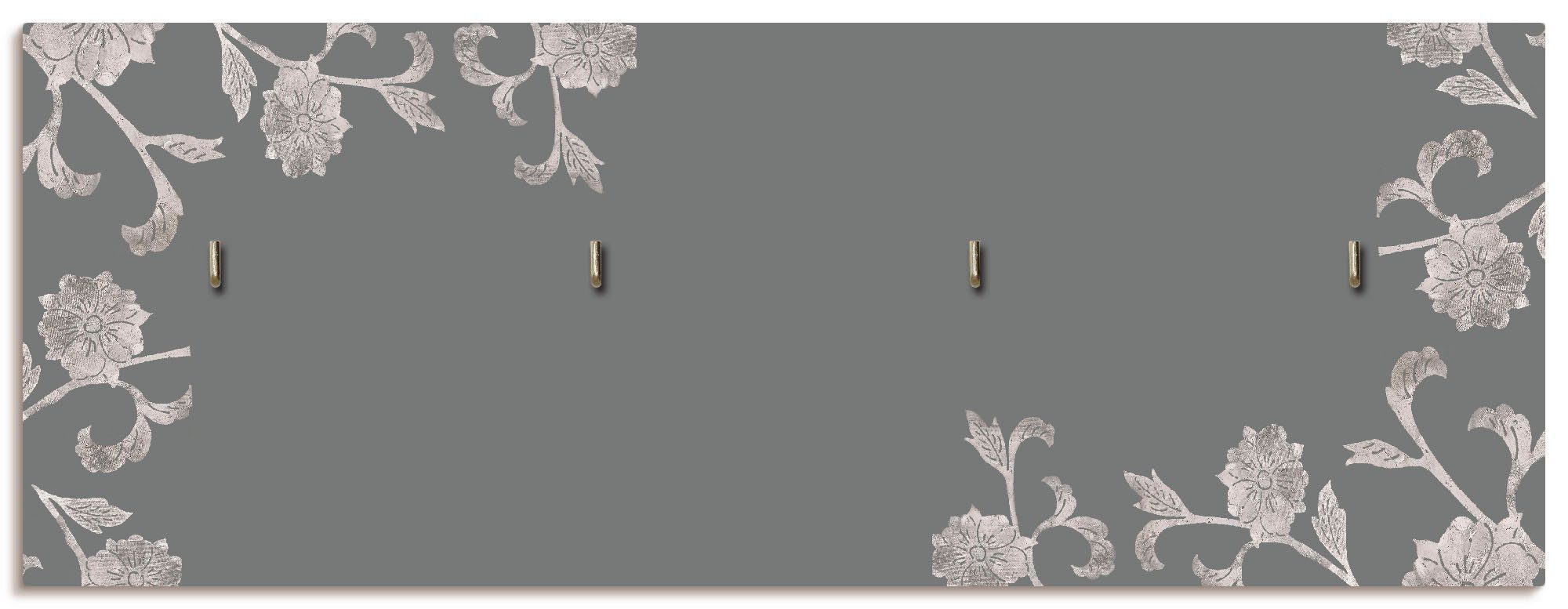 Artland Sleutelbord Decoratief grijs van hout met 4 sleutelhaakjes – sleutelbord, sleutelborden, sleutelhouder, sleutelhanger voor de hal – stijl: modern