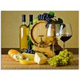 artland print op glas kaas, wijn en druiven (1 stuk) geel