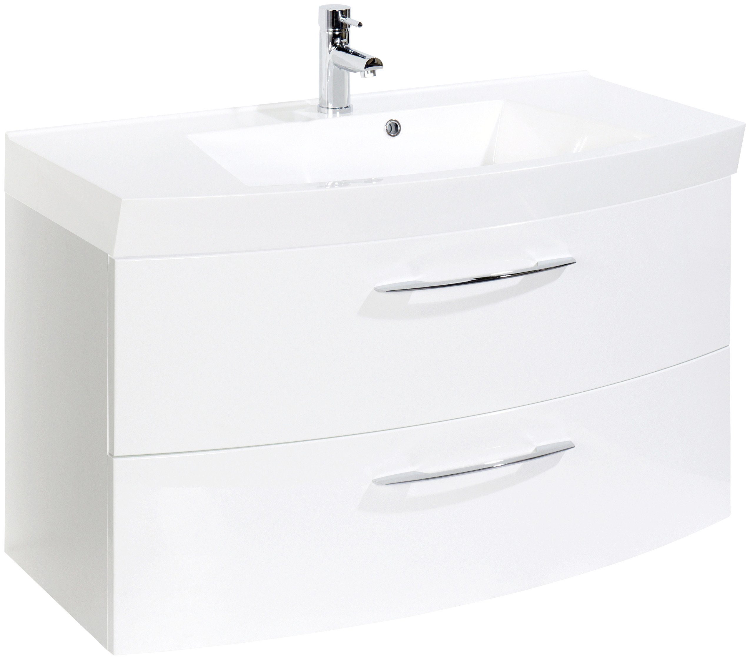 welltime Badkamerserie Florida Breedte 100 cm, wastafelonderkast in gebogen model (2-delig)