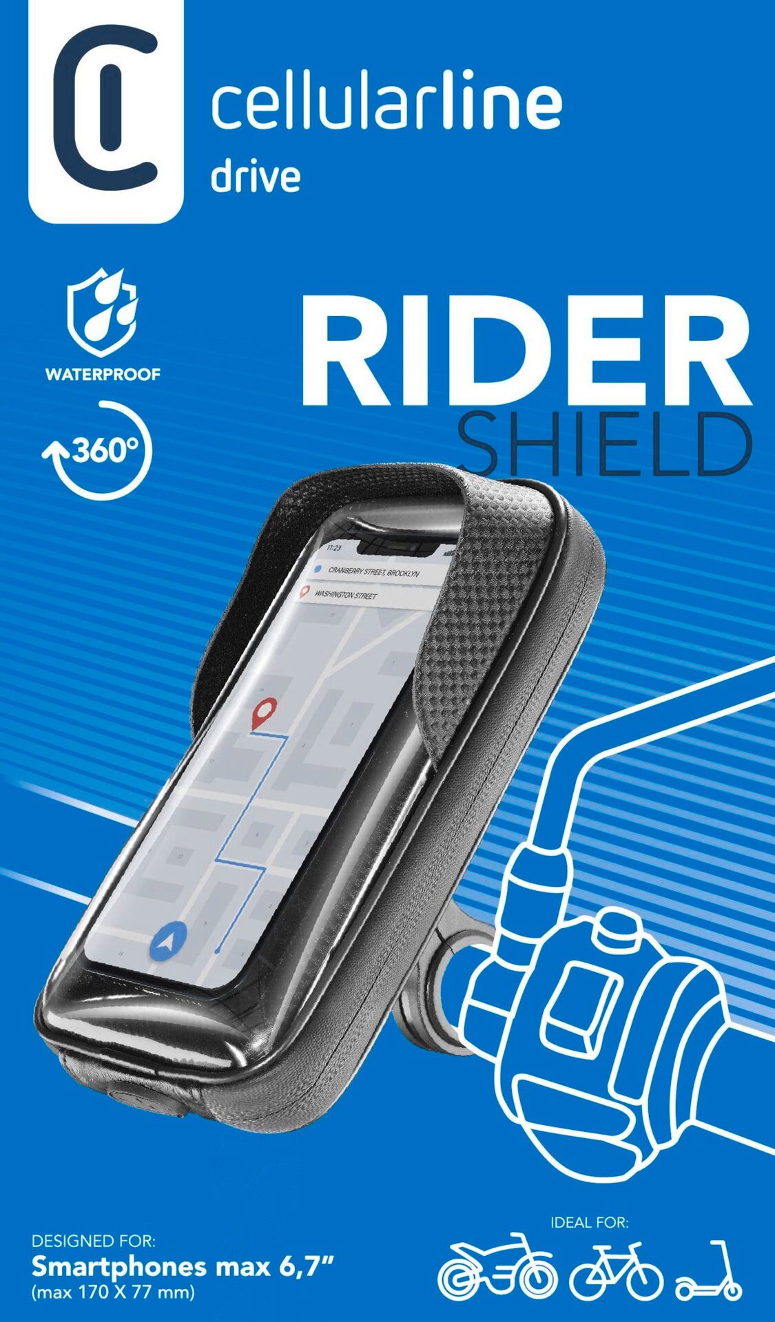 Cellularline Gsm-houder Waterdichte telefoonhouder voor motorfiets, fiets