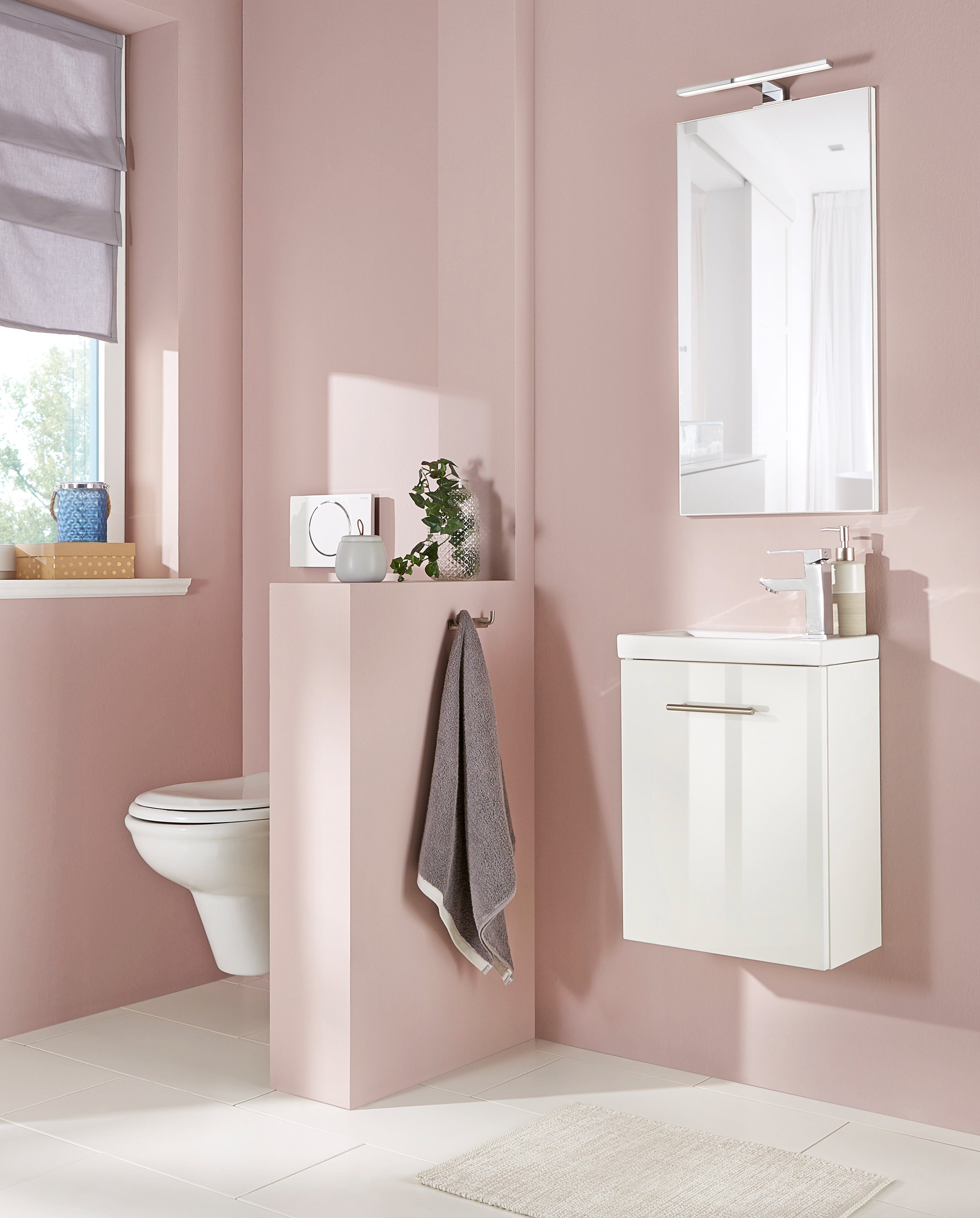 welltime Wastafelmeubel Trento Badkamermeubel breedte 40 cm, gastenbadkamer SlimLine tweede toilet (set, 4-delig)