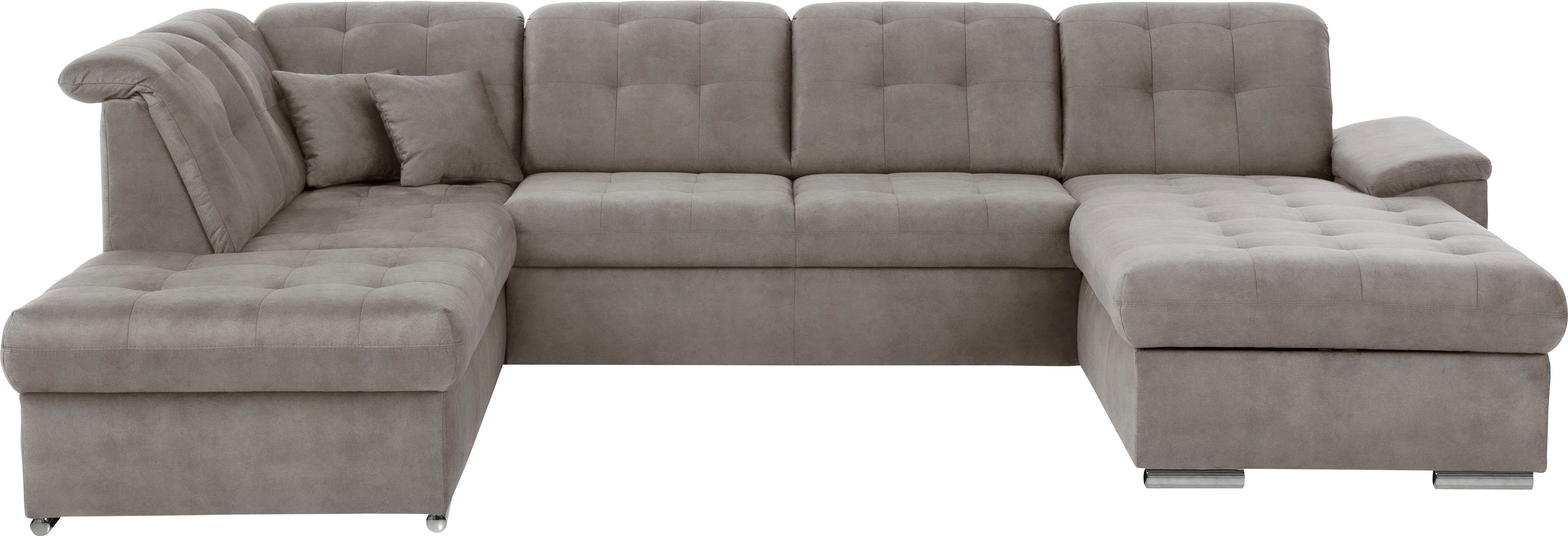 exxpo - sofa fashion Zithoek Durango, uitgebreide zit- en rugverwerking, comfortabel, U-vorm inclusief verstelbare hoofdsteun, naar keuze met slaapfunctie en bedkist (4-delig)