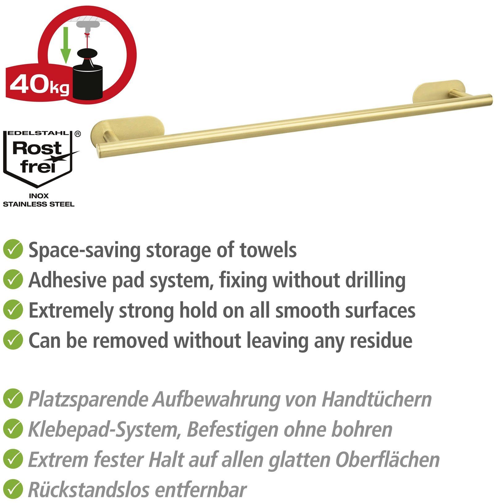 WENKO Handdoekstang Turbo-Loc® Uno Orea Bevestigen zonder boren