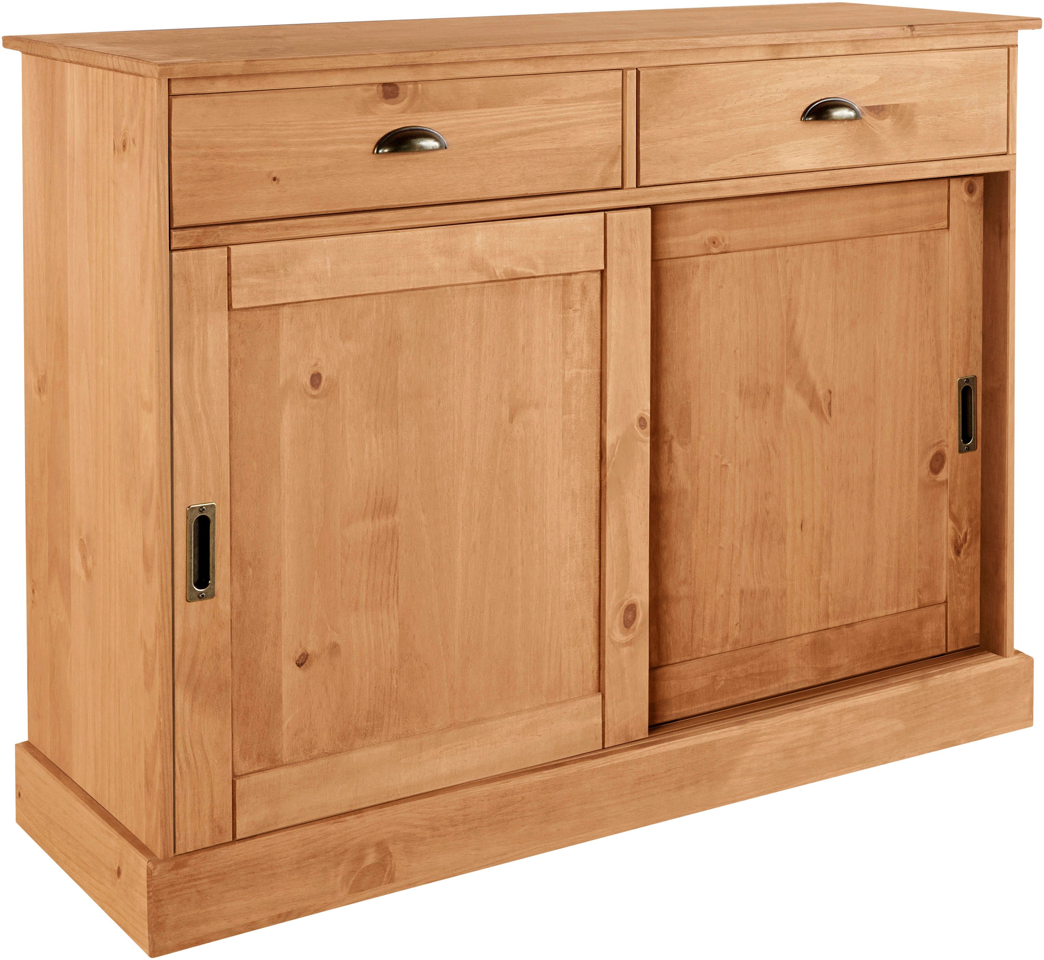 Home affaire Dressoir Schröder Commode, 2 schuifdeuren, 2 lades, van massief dennenhout