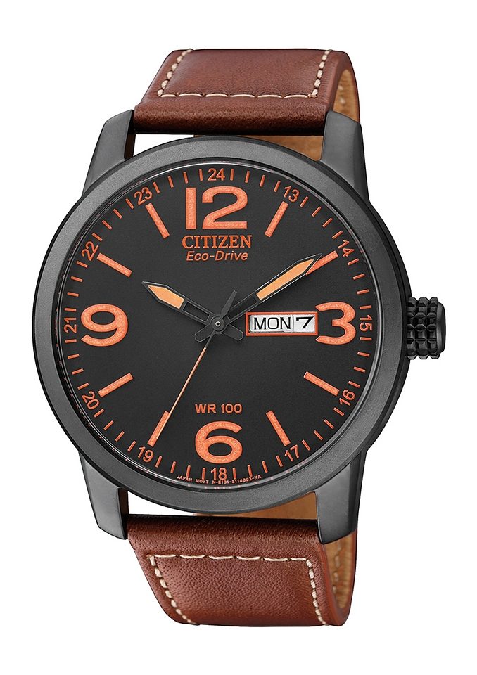 Citizen Solarhorloge BM8476-07EE Polshorloge, herenhorloge, leren armband, datum
