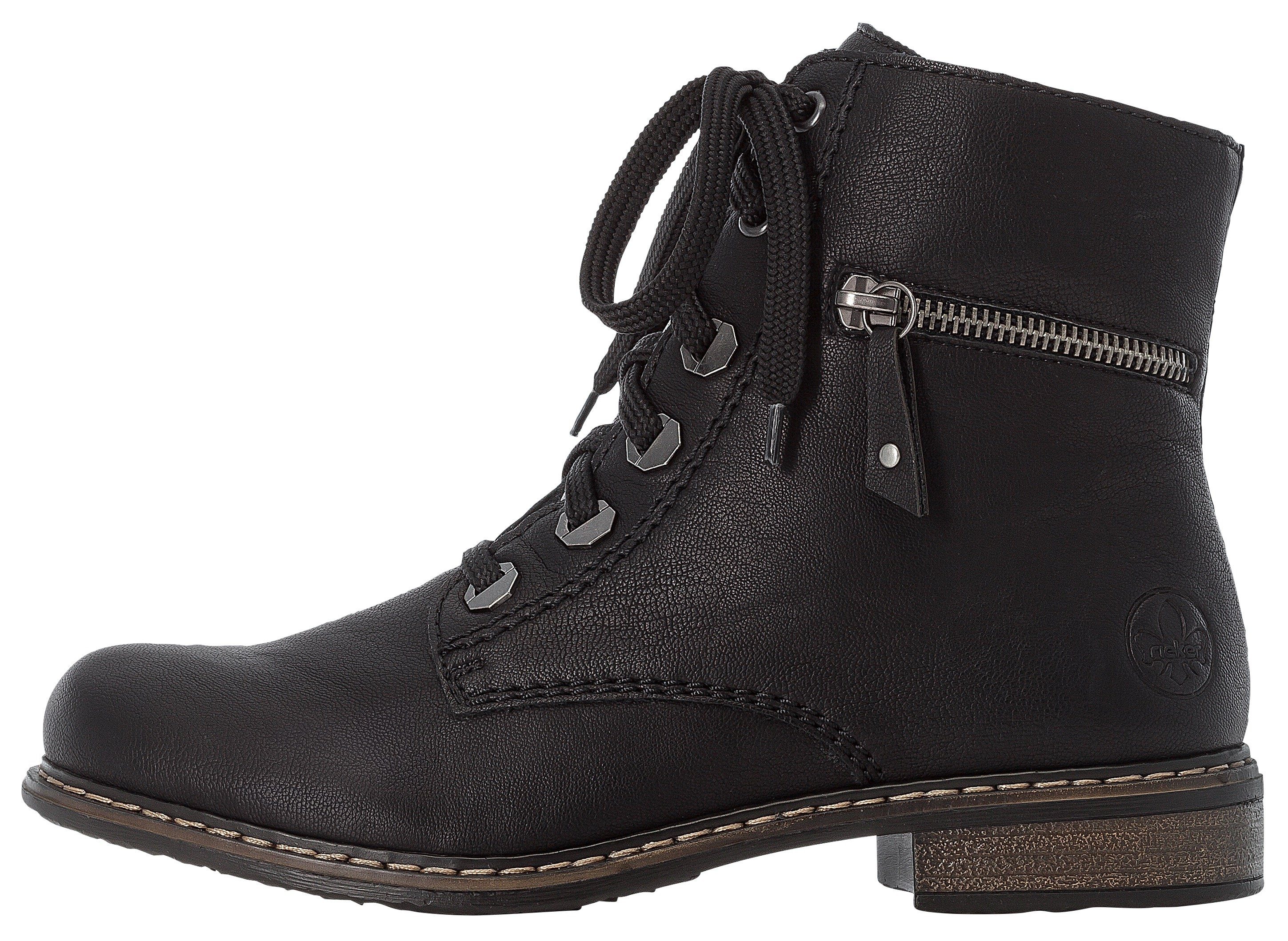 Rieker Hoge veterschoenen veterschoen, blokhak, met decoratieve rits aan de buitenkant