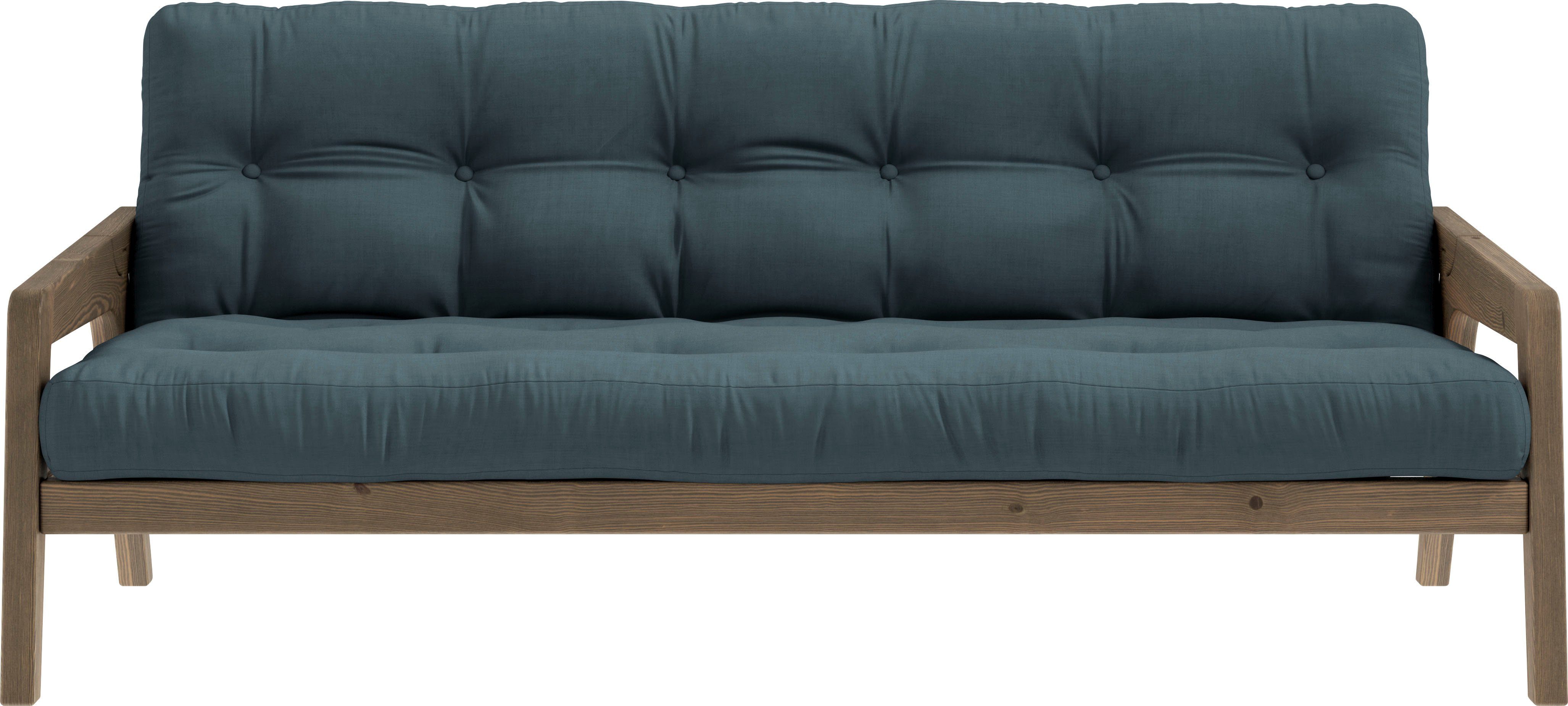 Karup Slaapbank Graf Met houtstructuur, incl. futonmatras, ligoppervlak 130x190 cm blauw, slaapbanken, Frame: carobe brown