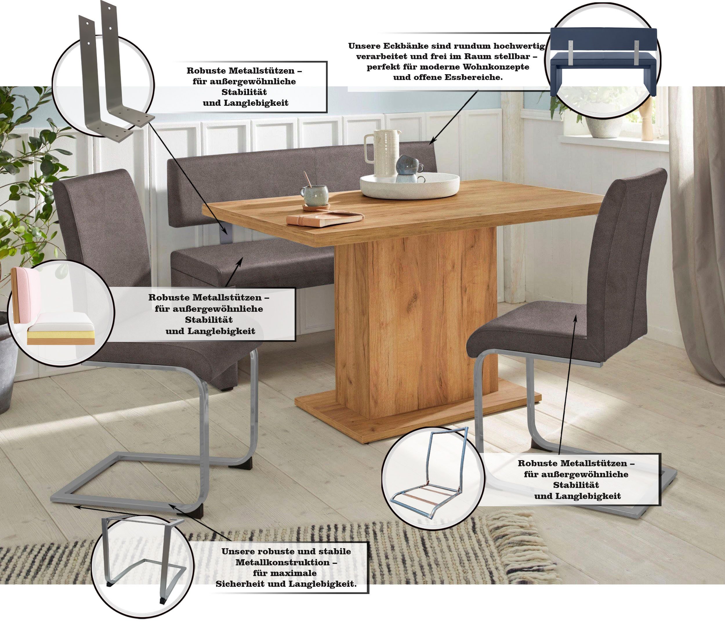 Home affaire Zitbank Charissa met leuning, breedte 140, 160 of 180 cm