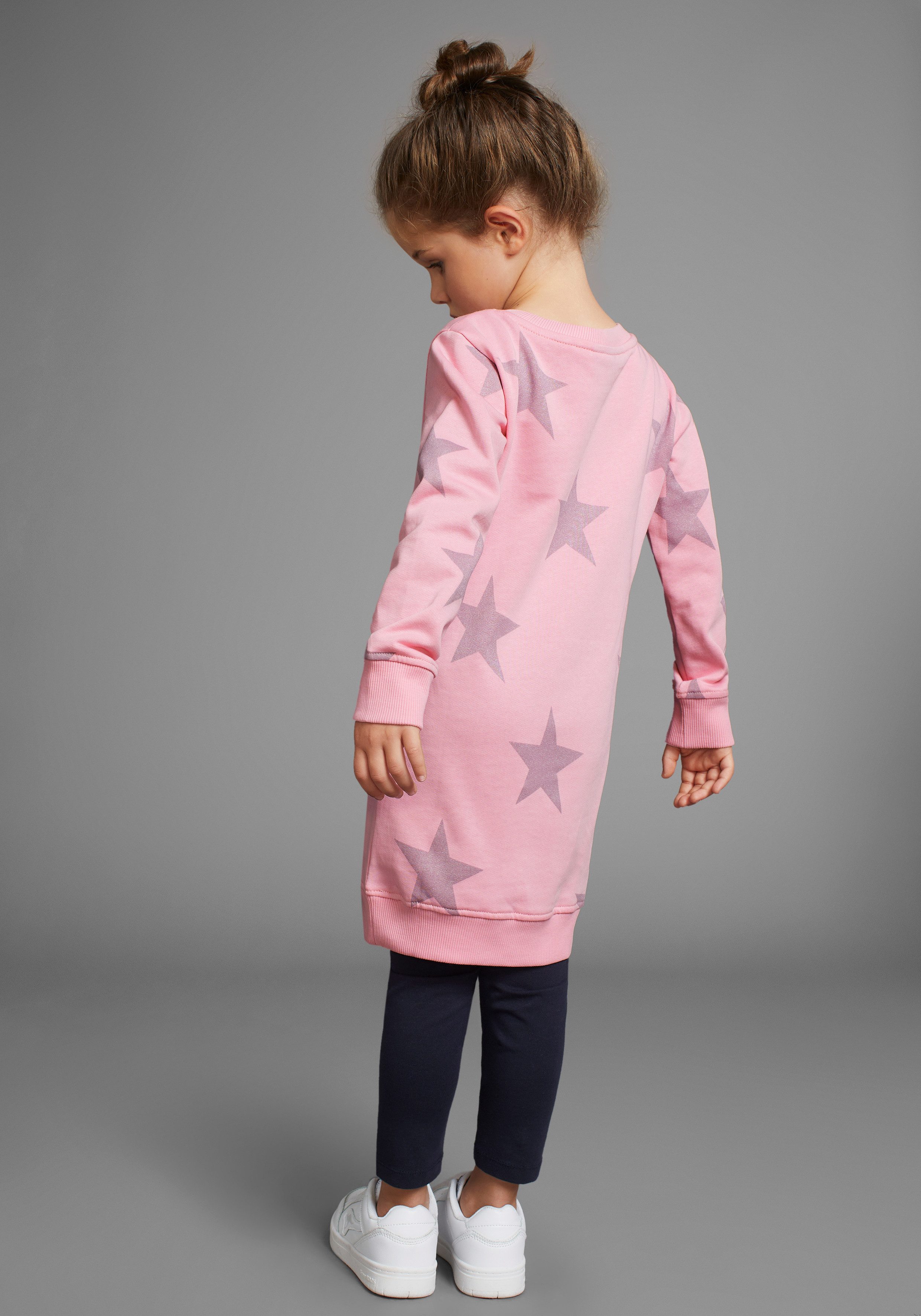 KIDSWORLD Sweatjurk Sterren-all-over jurk voor kleine meisjes