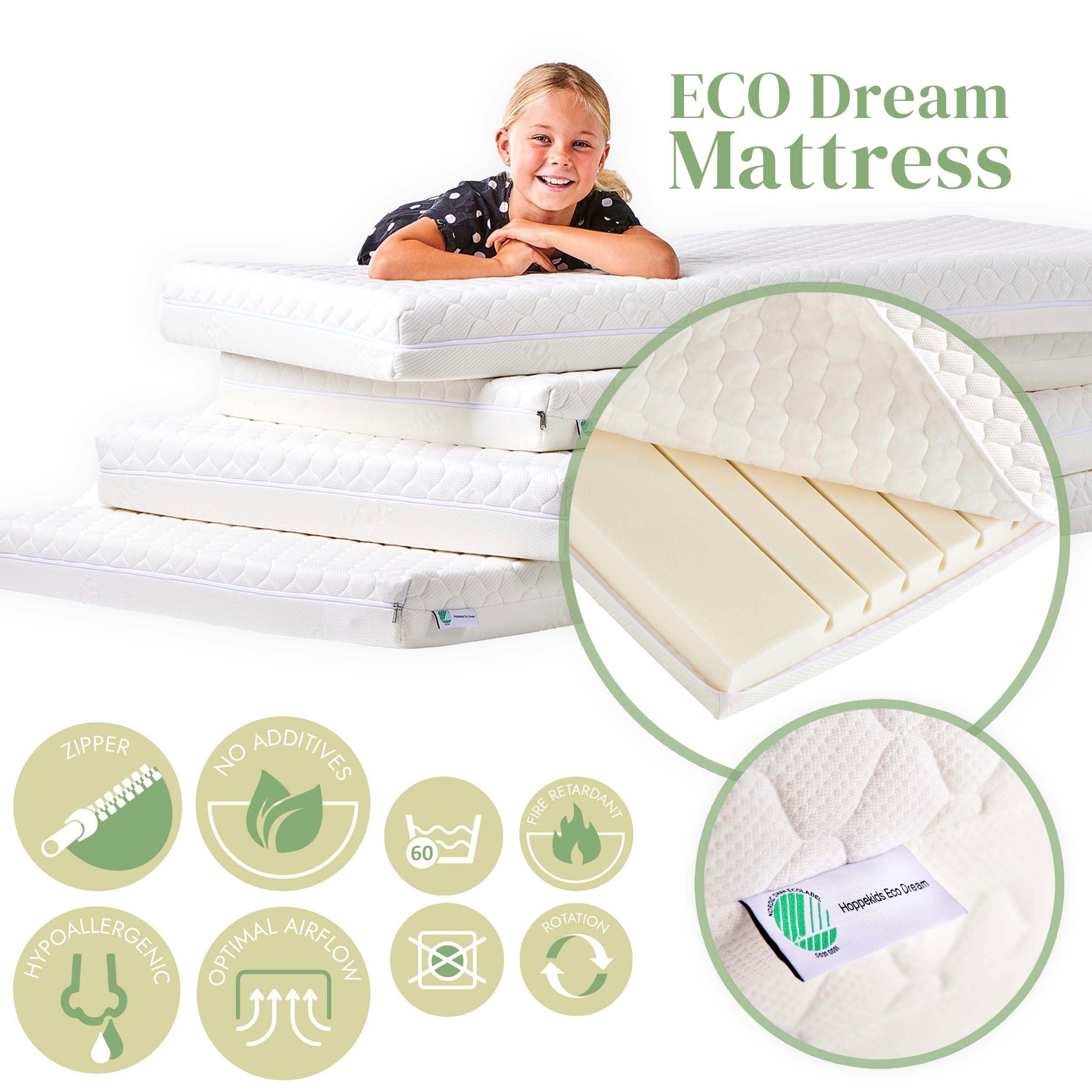 Hoppekids 1-persoonsledikant ECO Comfort kinderbed, massief grenenhout, tienerbed inclusief lattenbodem (set)