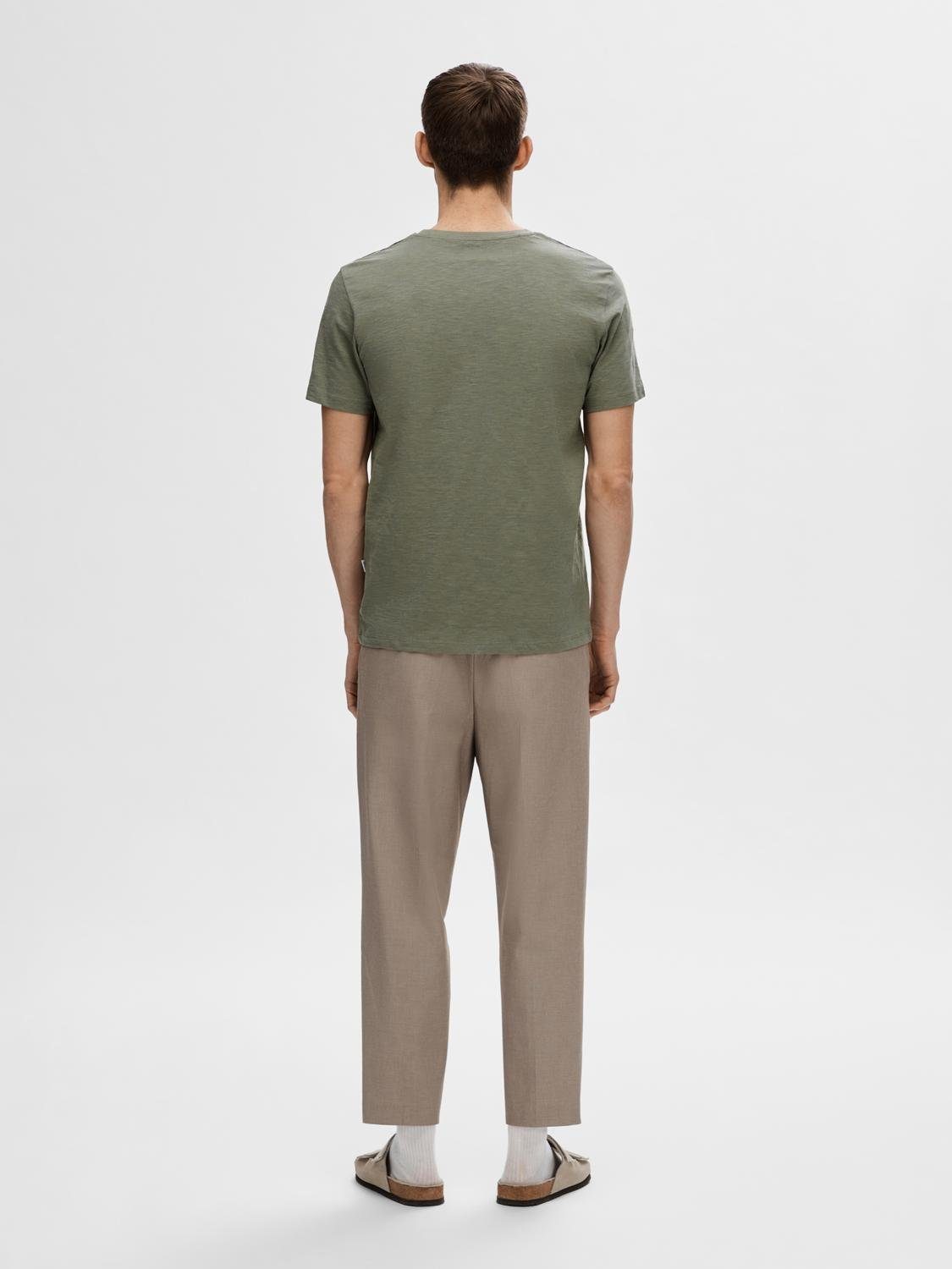 SELECTED HOMME Shirt met korte mouwen SLHASPEN SLUB SS O-NECK