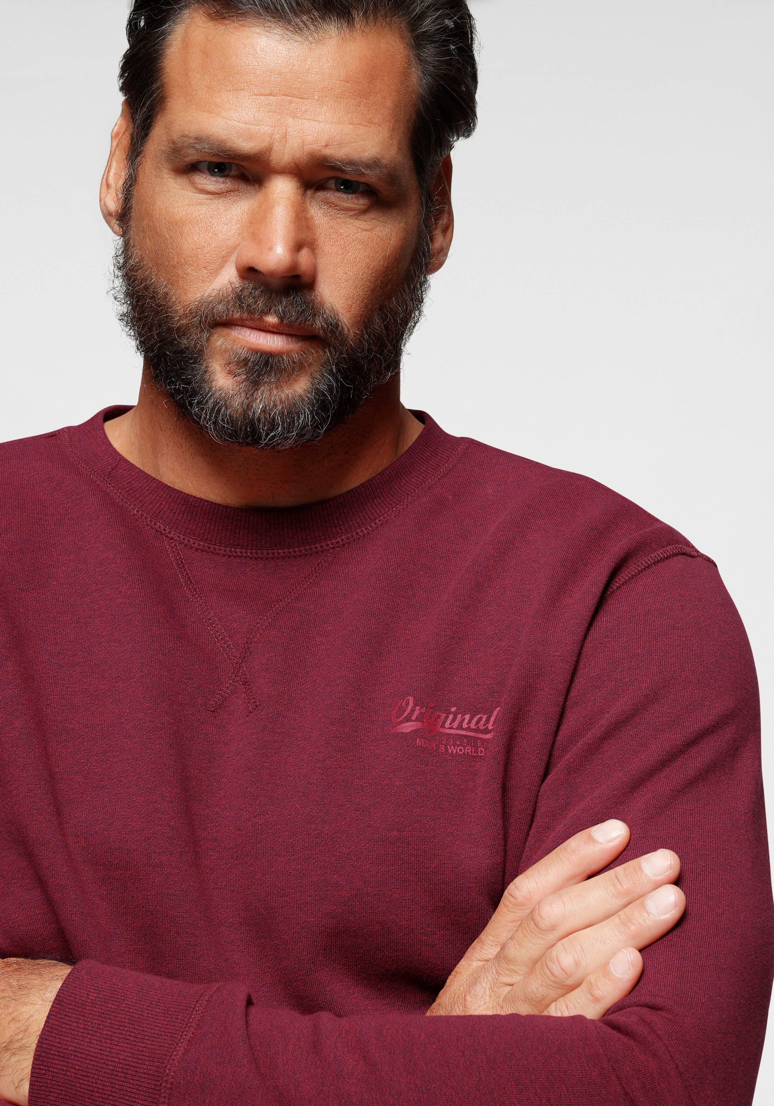 Man's World Sweatshirt Lange mouwen, basic-stijl, effen, ronde hals